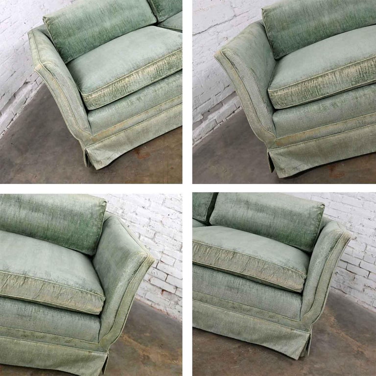 Henredon Hollywood Regency Art Deco Mnt Green Velvet Modified Tuxedo