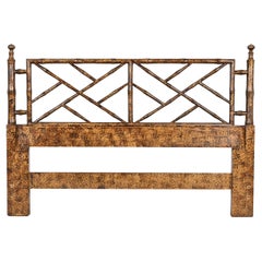 Henredon Hollywood Regency Bamboo Form Queen Headboard in Tortoise Shell Finish
