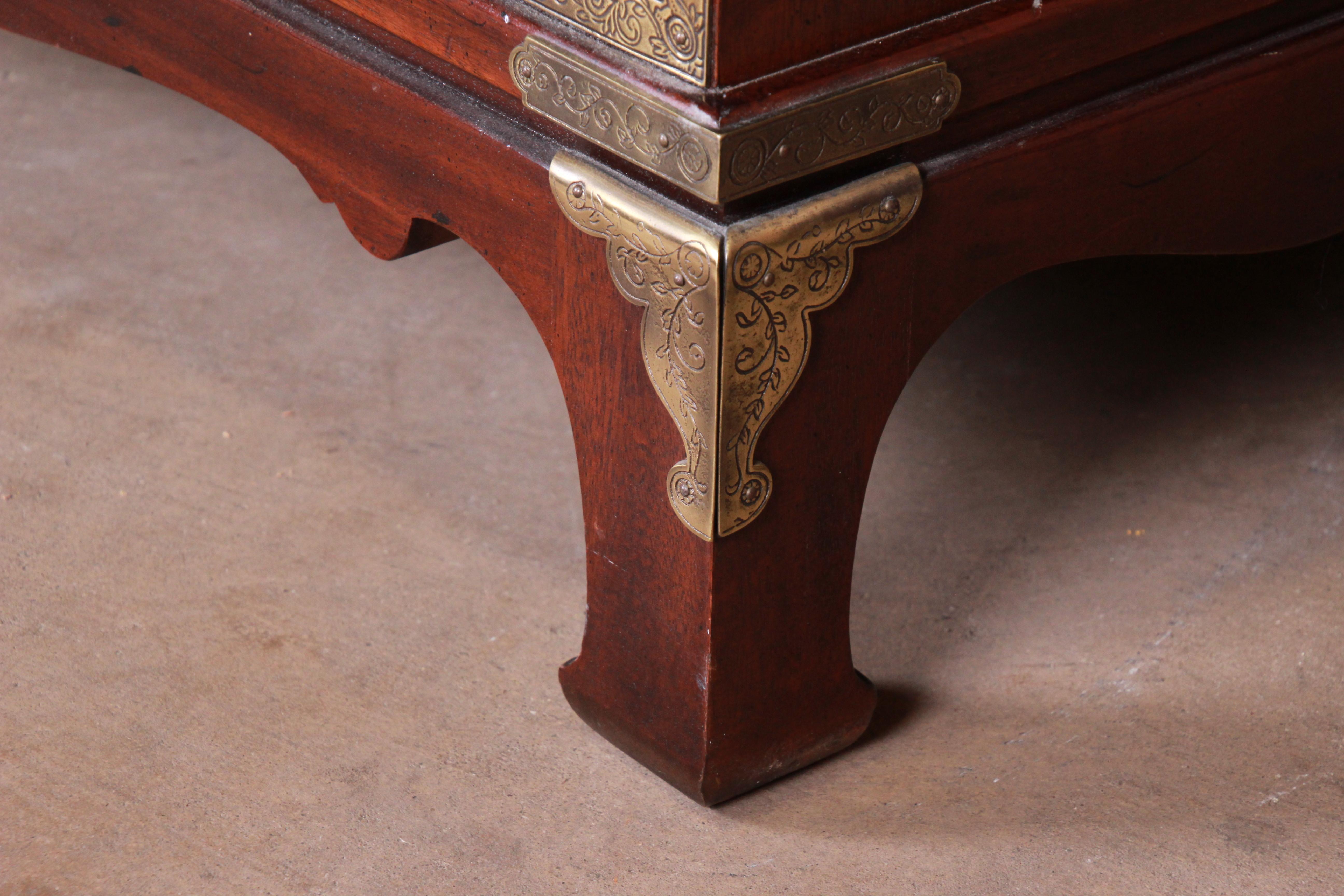 Henredon Hollywood Regency Chinoiserie Mahogany and Brass Armoire Dresser 6
