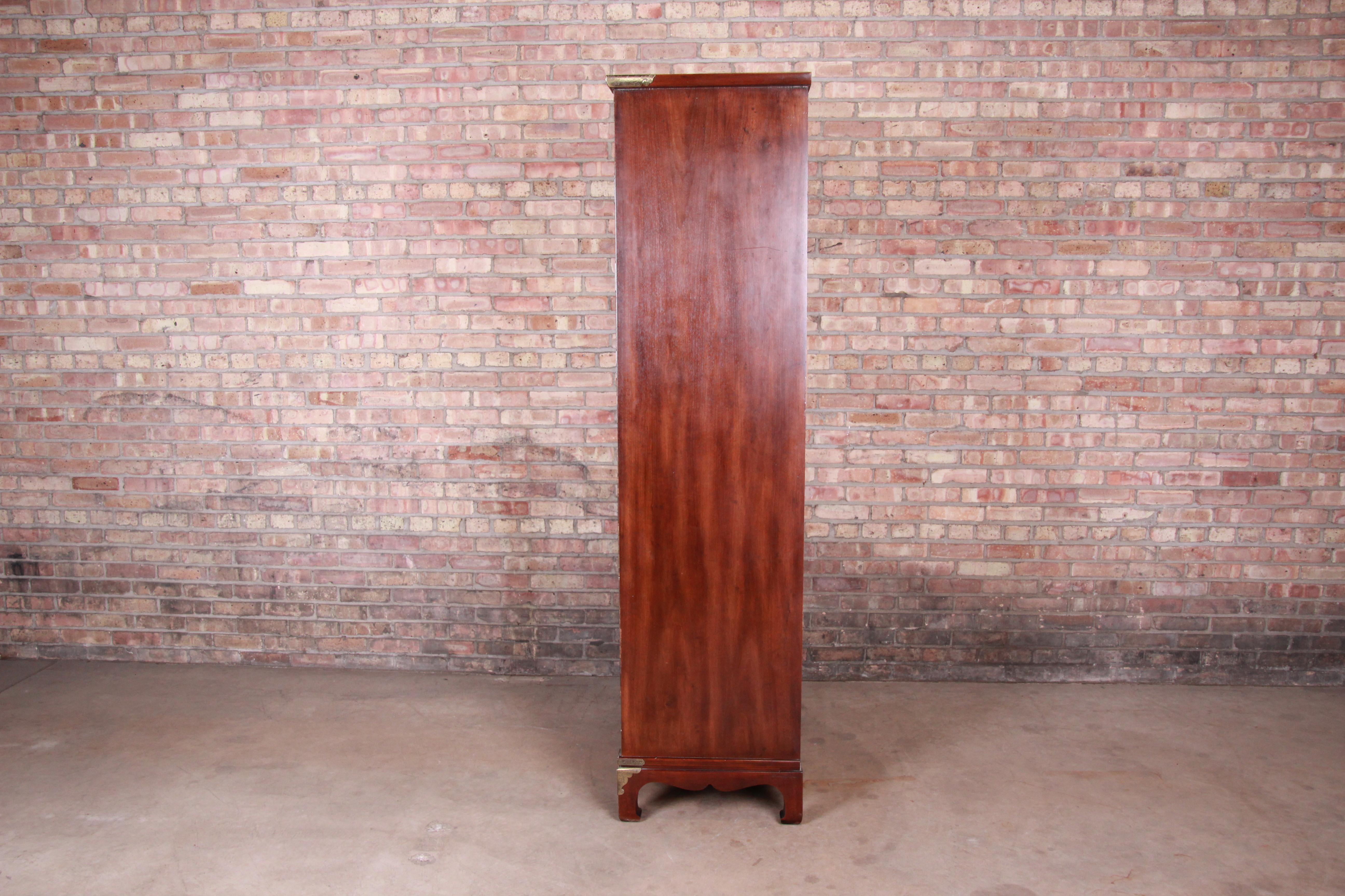 Henredon Hollywood Regency Chinoiserie Mahogany and Brass Armoire Dresser 7