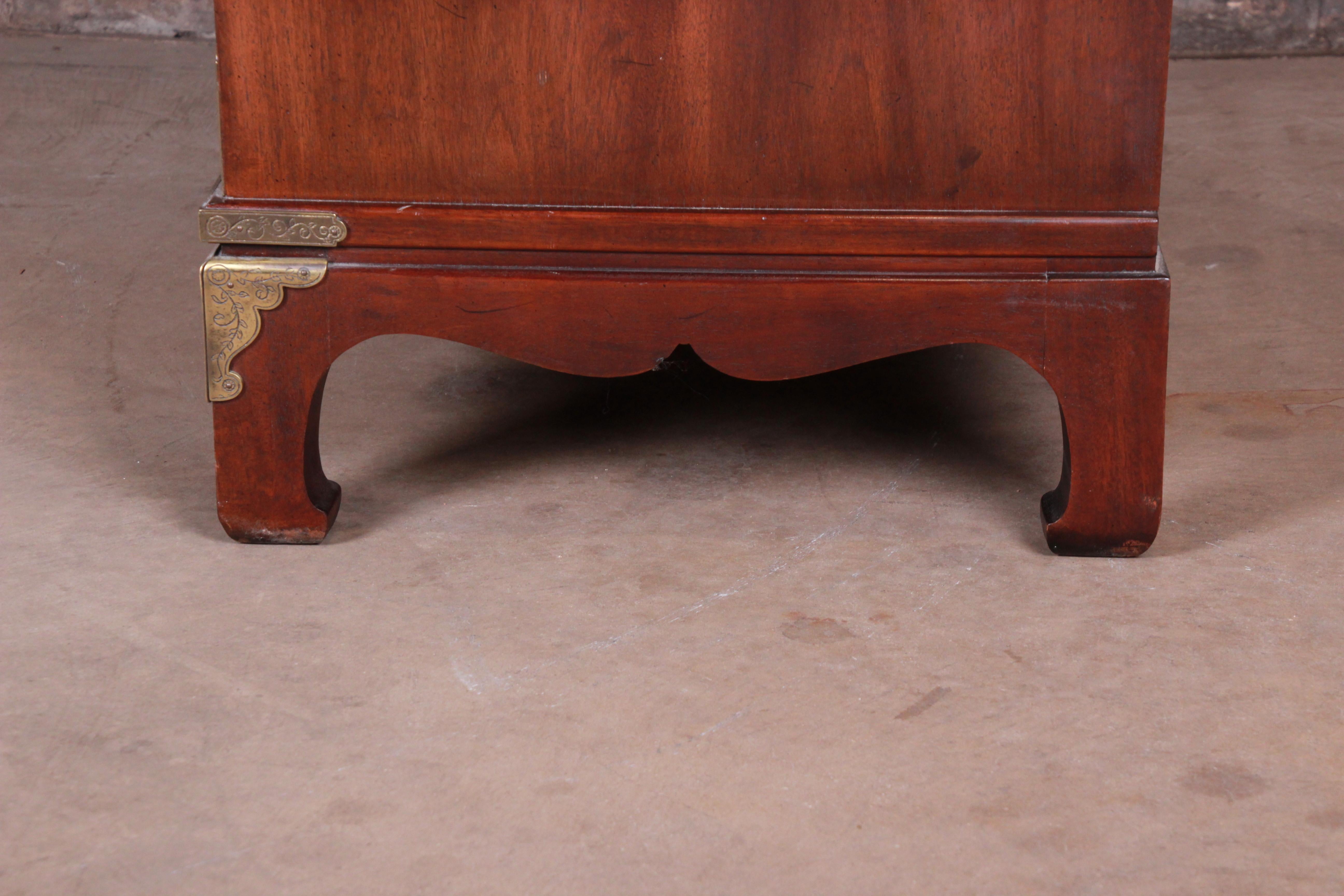 Henredon Hollywood Regency Chinoiserie Mahogany and Brass Armoire Dresser 8