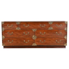 Henredon Hollywood Regency Chinoiserie Mahogany and Brass Dresser or Credenza