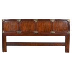 Henredon Hollywood Regency Chinoiserie Mahogany and Brass King Size Headboard