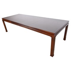 Henredon Hollywood Regency Chinoiserie Mahogany and Burl Wood Dining Table