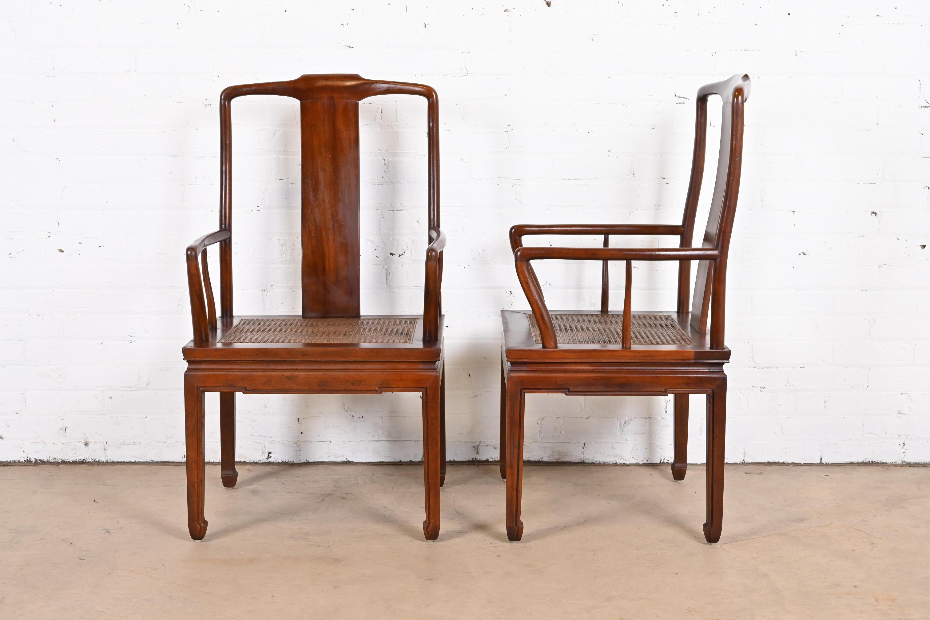 Henredon Hollywood Regency Chinoiserie Mahogany and Cane Dining Chairs, Set of 6 6