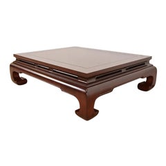 Henredon Hollywood Regency Chinoiserie Mahogany Coffee Table, Newly Refinished