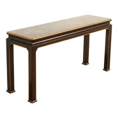 Henredon Hollywood Regency Chinoiserie Mahogany Console Table  Circa 1980s