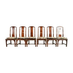 Henredon Hollywood Regency Chinoiserie Mahogany Dining Chairs, Set of Six
