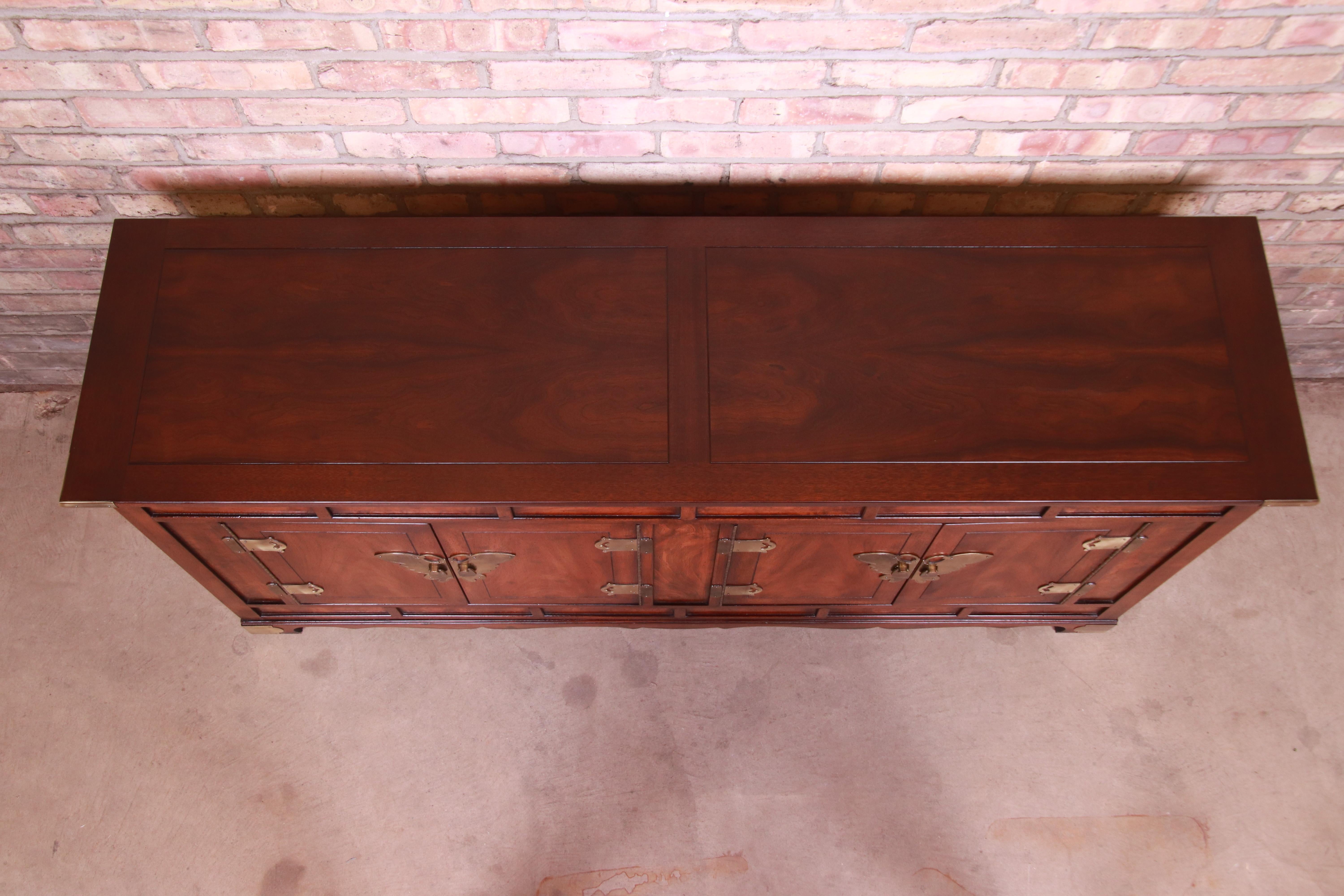 Henredon Hollywood Regency Chinoiserie Mahogany Sideboard or Bar Cabinet 5