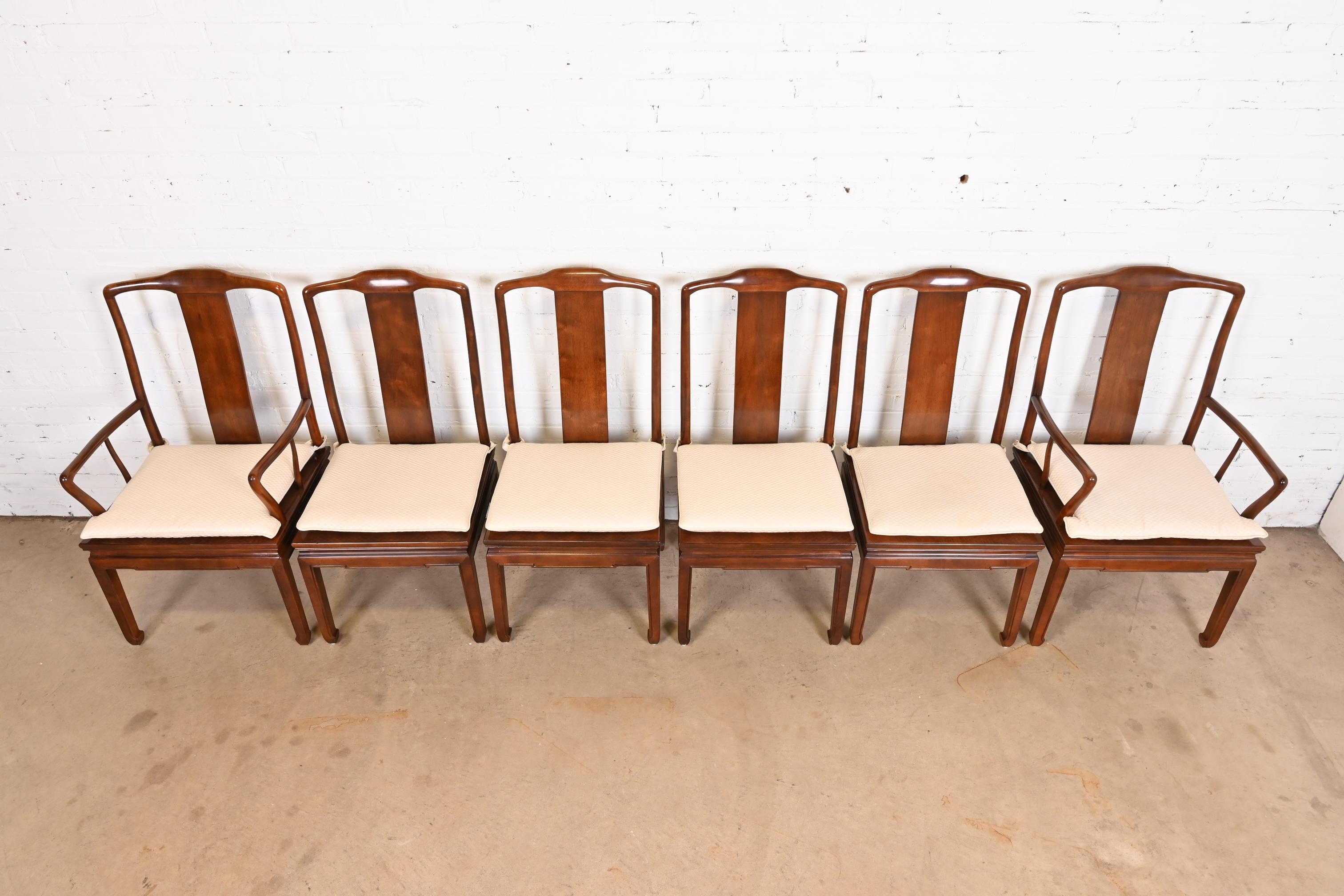 Late 20th Century Henredon Hollywood Regency Chinoiserie Sculpted Mahogany Dining Chairs