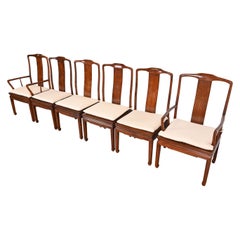 Henredon Hollywood Regency Chinoiserie Sculpted Mahogany Dining Chairs