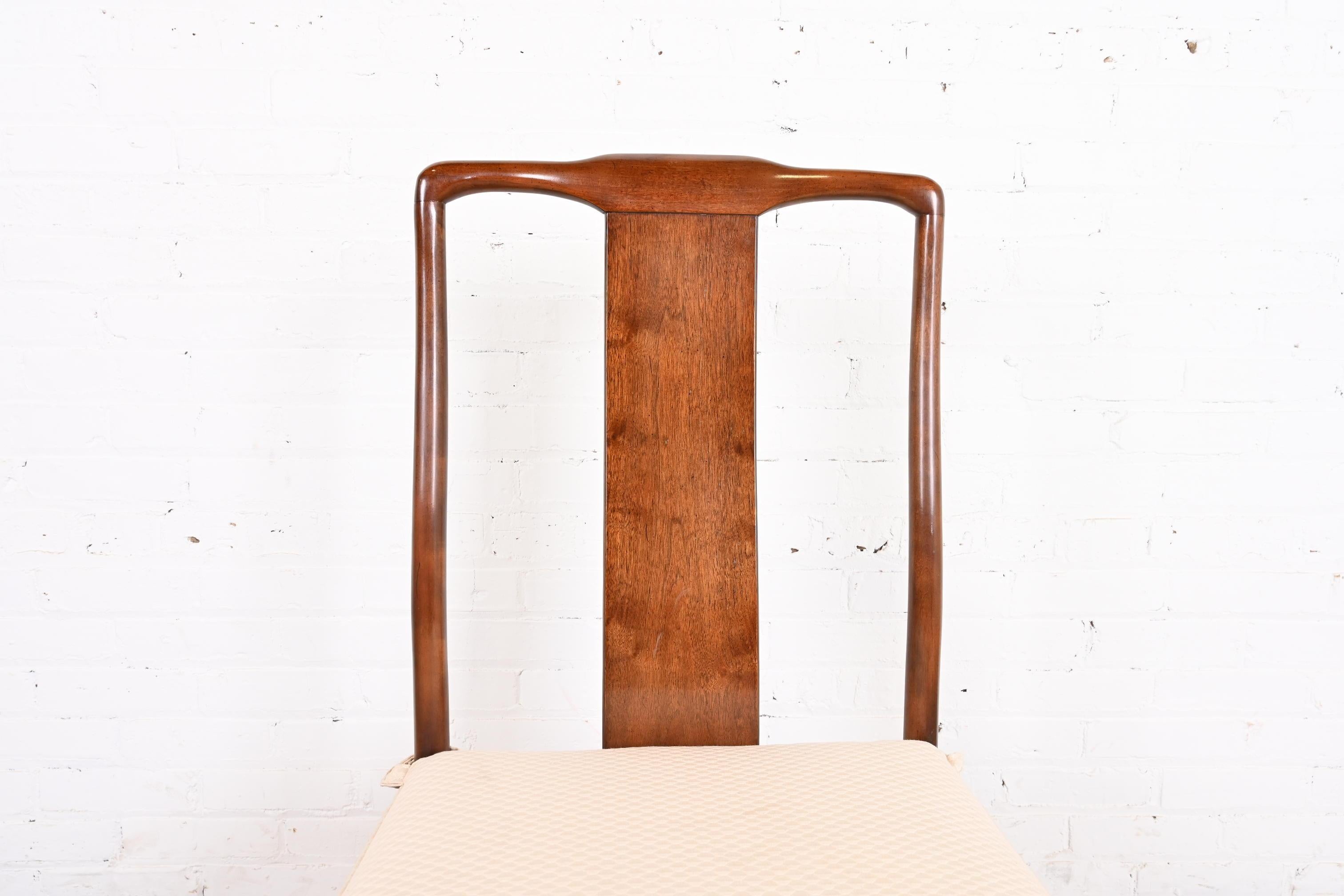Henredon Hollywood Regency Chinoiserie Sculpted Mahogany Dining Chairs, Pair 4