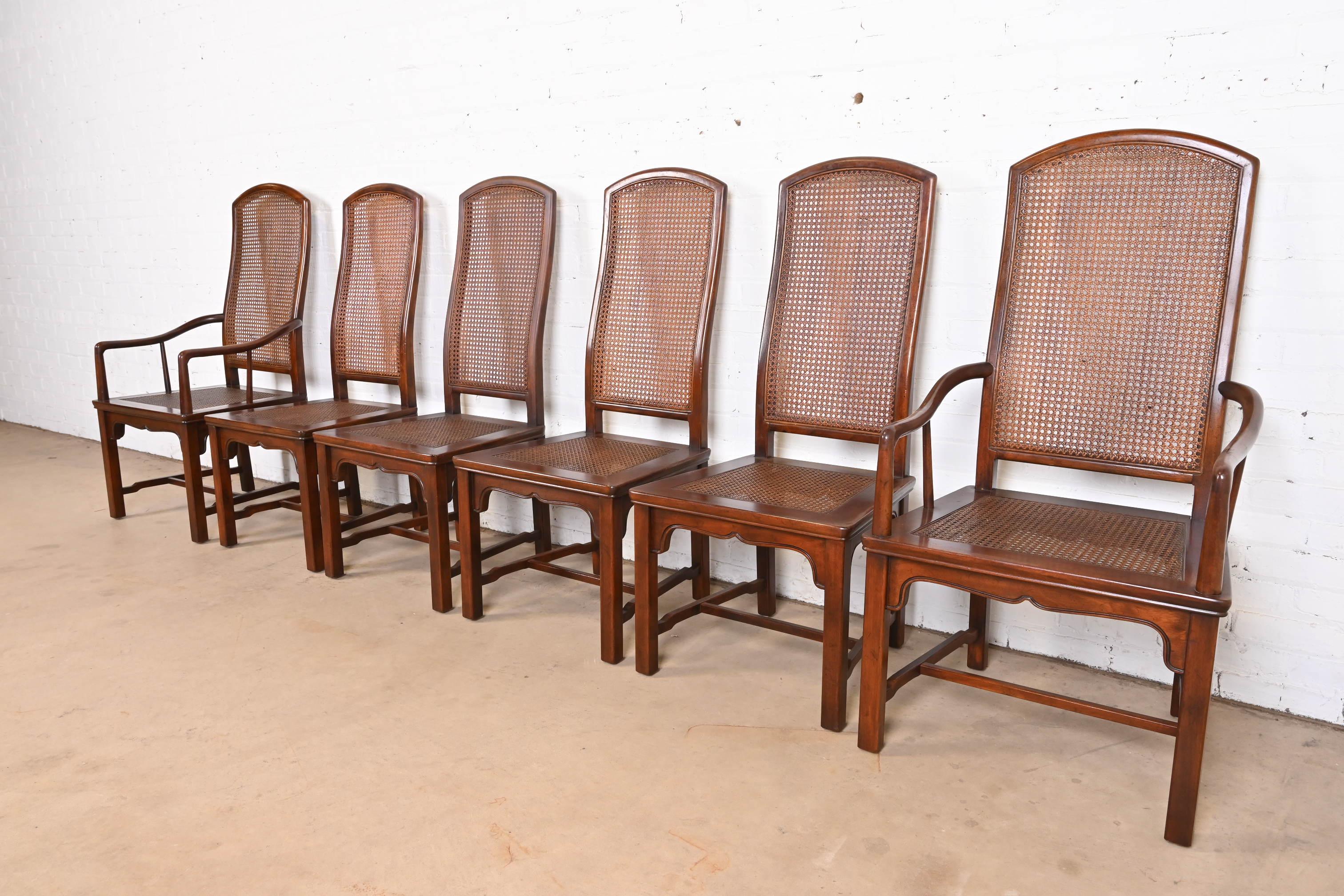 Henredon Hollywood Regency Chinoiserie Sculpted Mahogany Dining Chairs, Set of 6 For Sale 4