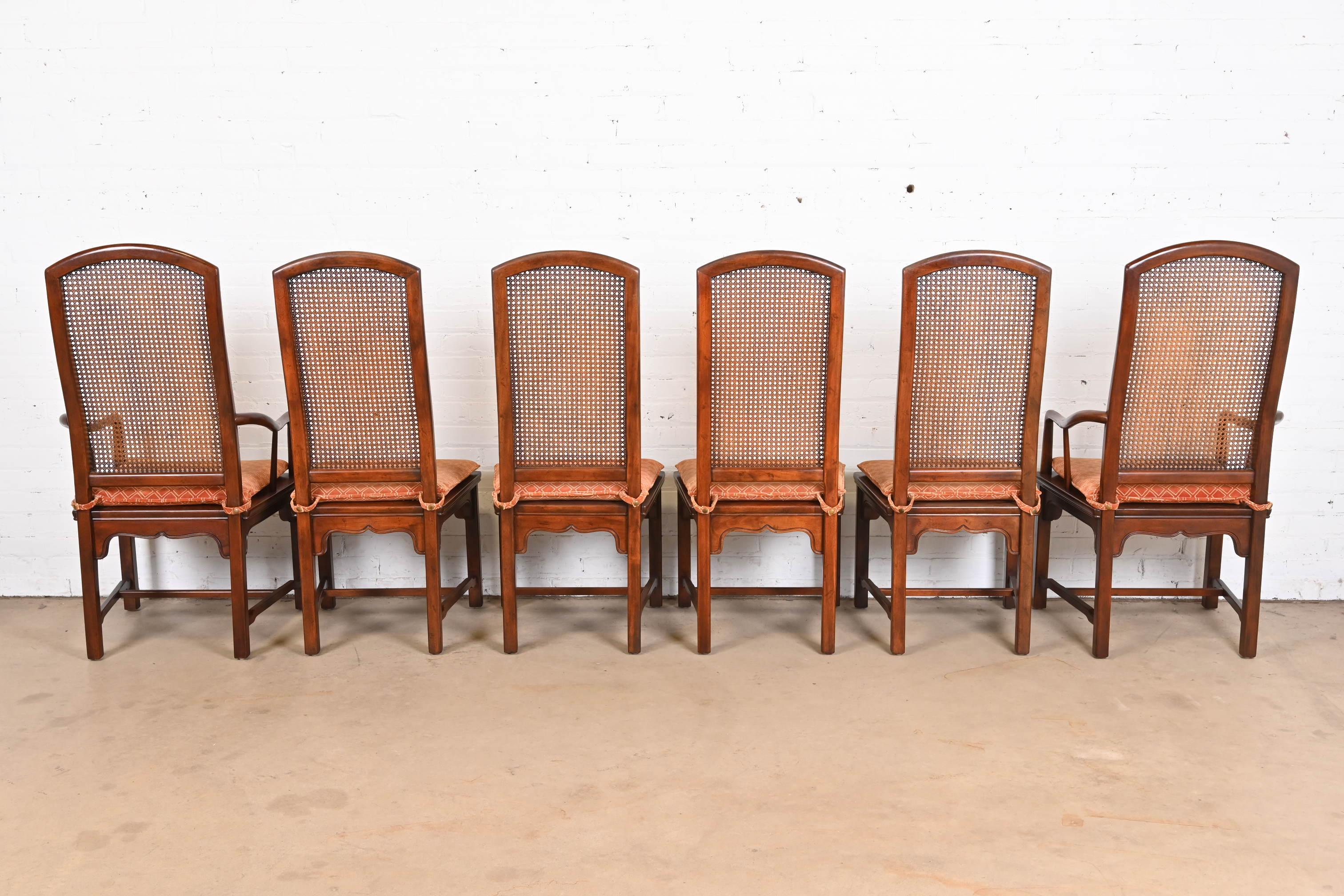 Chaises de salle à manger Henredon Hollywood Regency Chinoiserie sculptées en acajou, lot de 6 en vente 7
