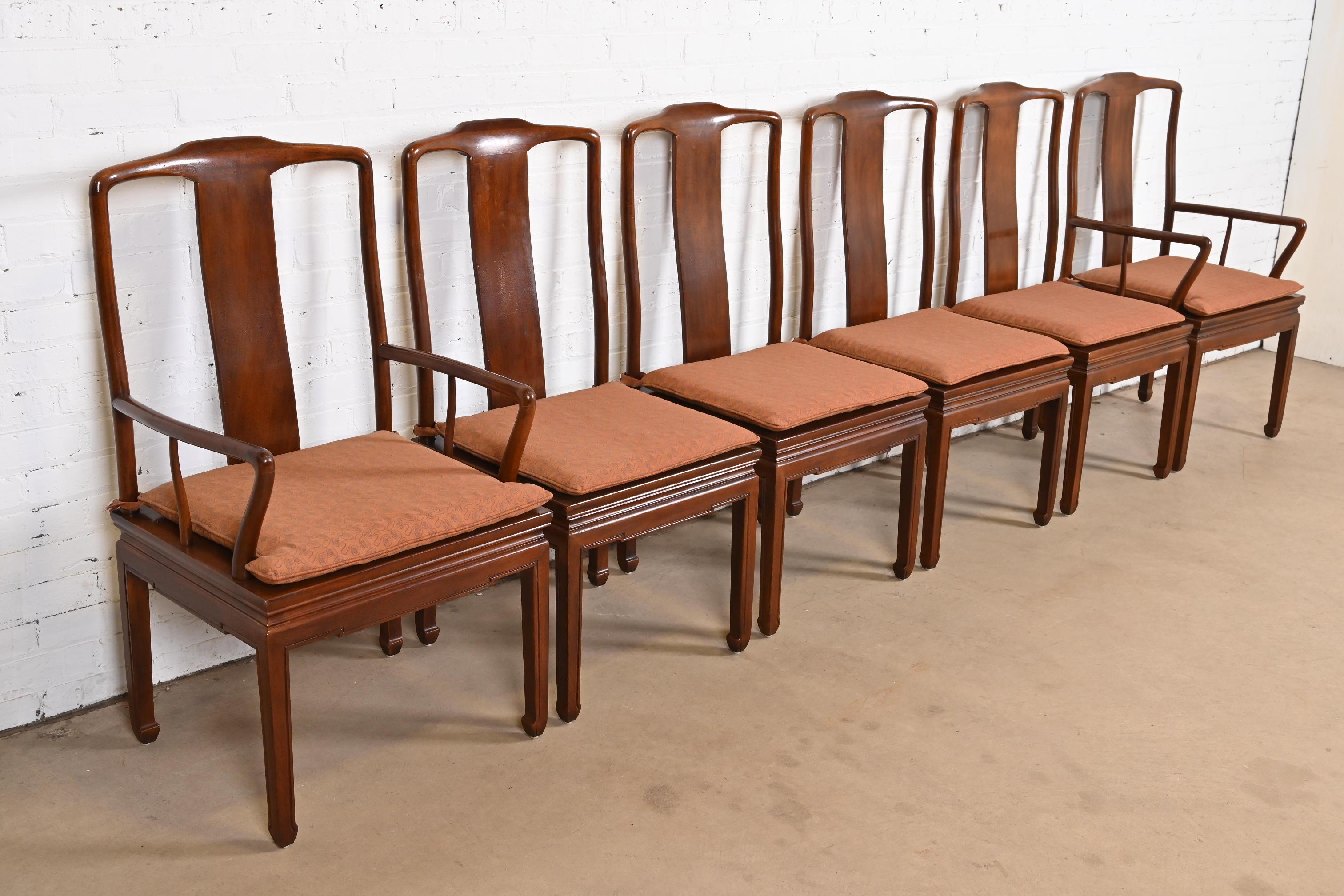 Mid-Century moderno Sedie da pranzo Henredon Hollywood Regency in mogano scolpito, set di 6 in vendita