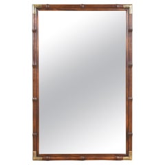 Miroir mural Henredon Hollywood Regency Chinoiserie en noyer et laiton en forme de bambou