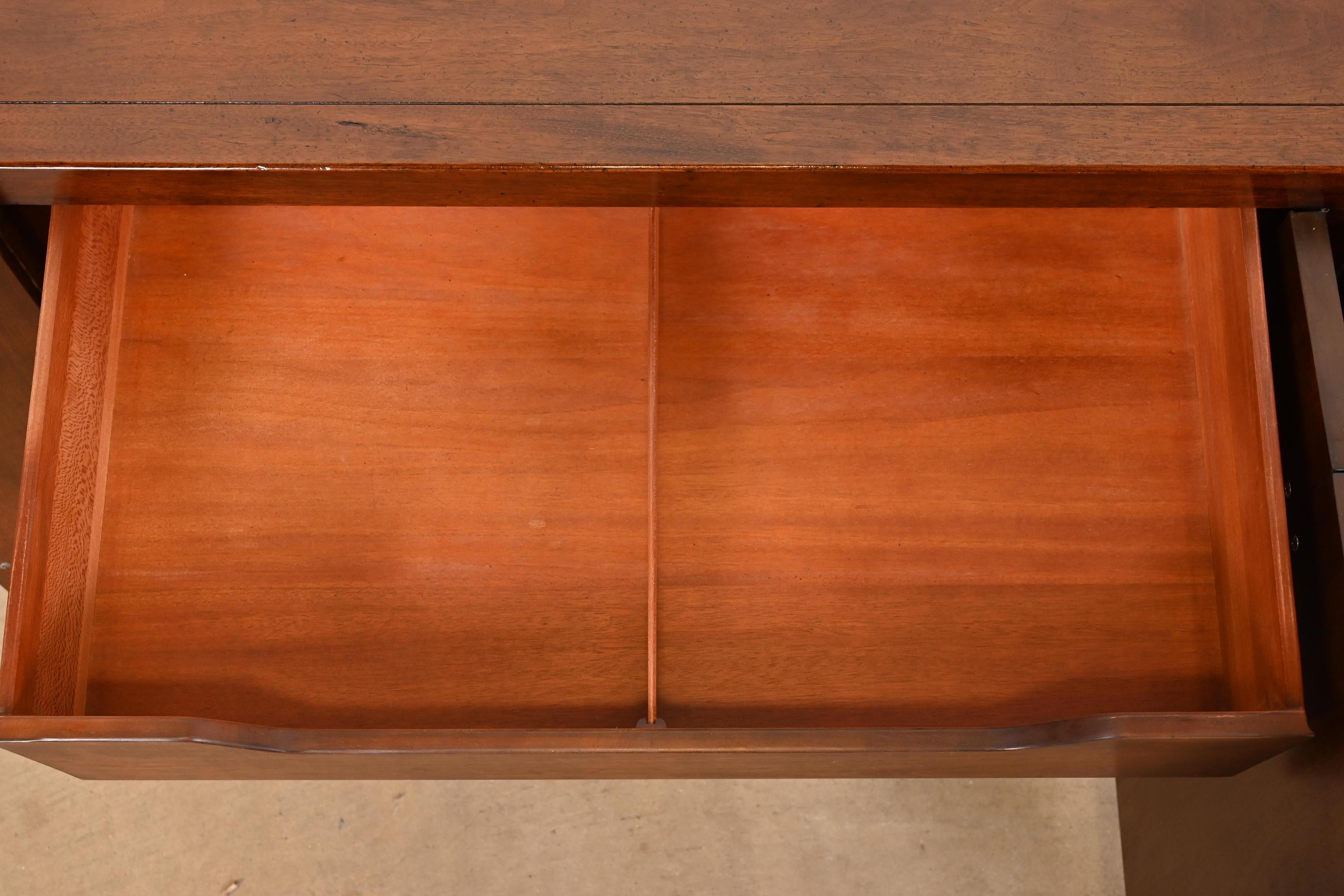Henredon Hollywood Regency Chinoiserie Walnut and Brass Sideboard Credenza For Sale 2