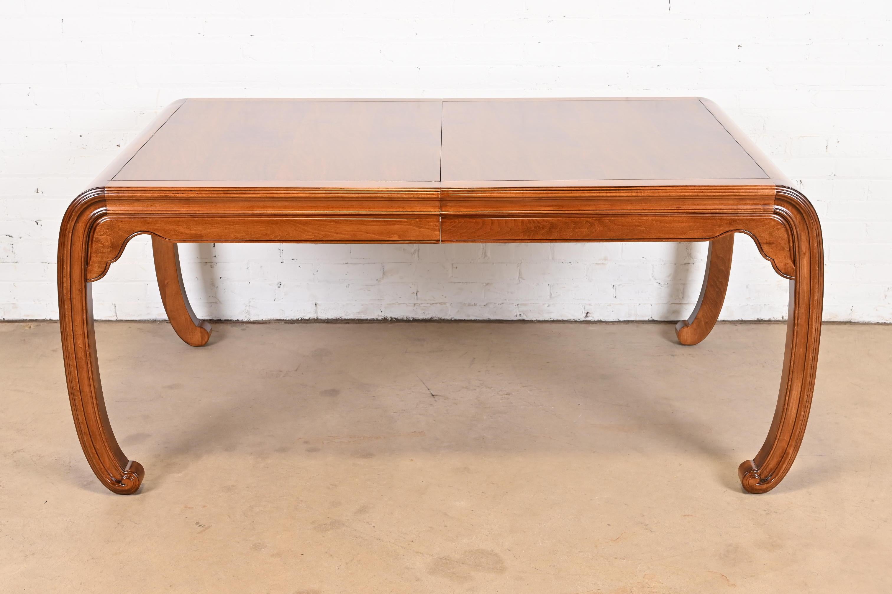 Henredon Hollywood Regency Chinoiserie Walnut Dining Table, Newly Refinished For Sale 6