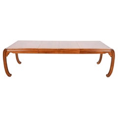 Henredon Hollywood Regency Chinoiserie Walnut Dining Table, Newly Refinished