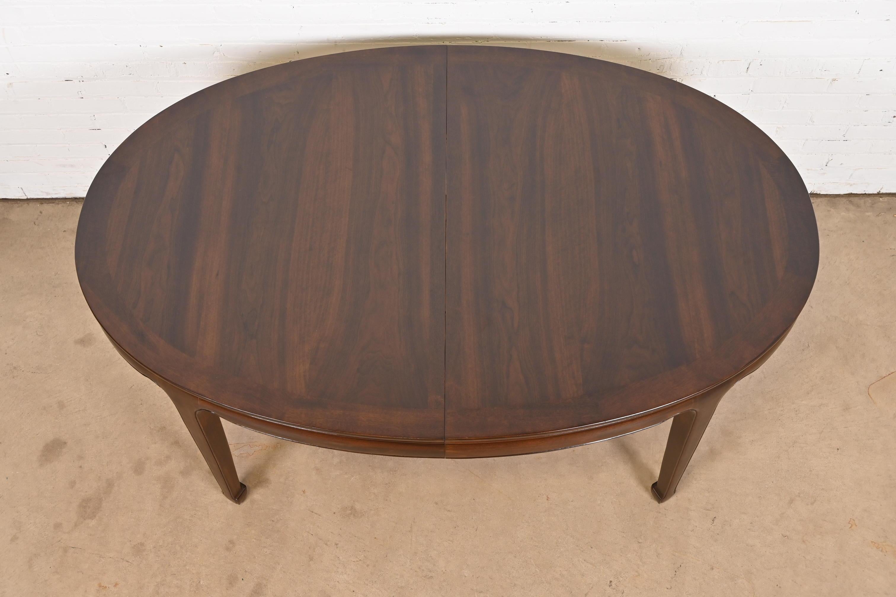 Henredon Hollywood Regency Chinoiserie Walnut Extension Dining Table, Refinished 5