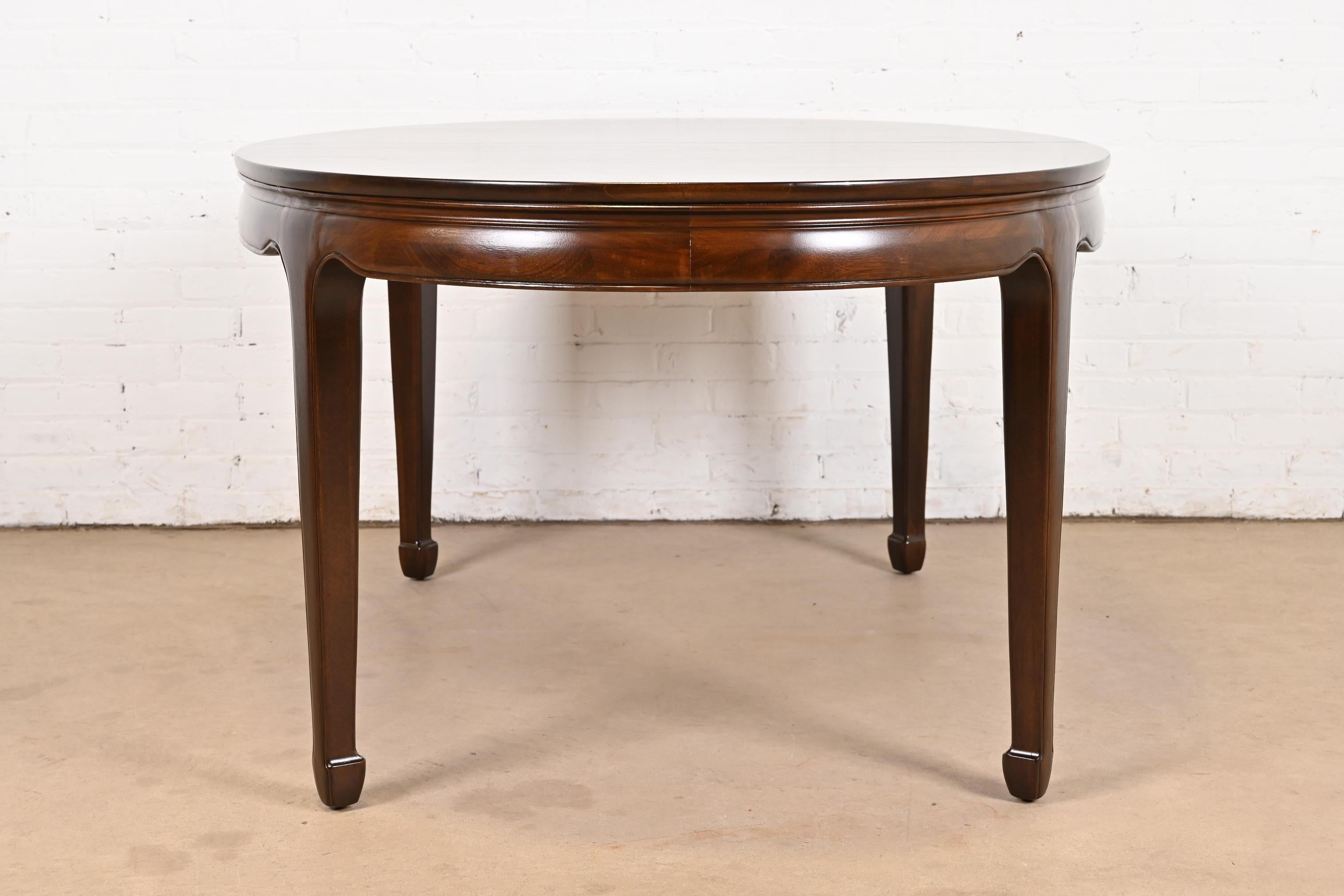Henredon Hollywood Regency Chinoiserie Walnut Extension Dining Table, Refinished 6