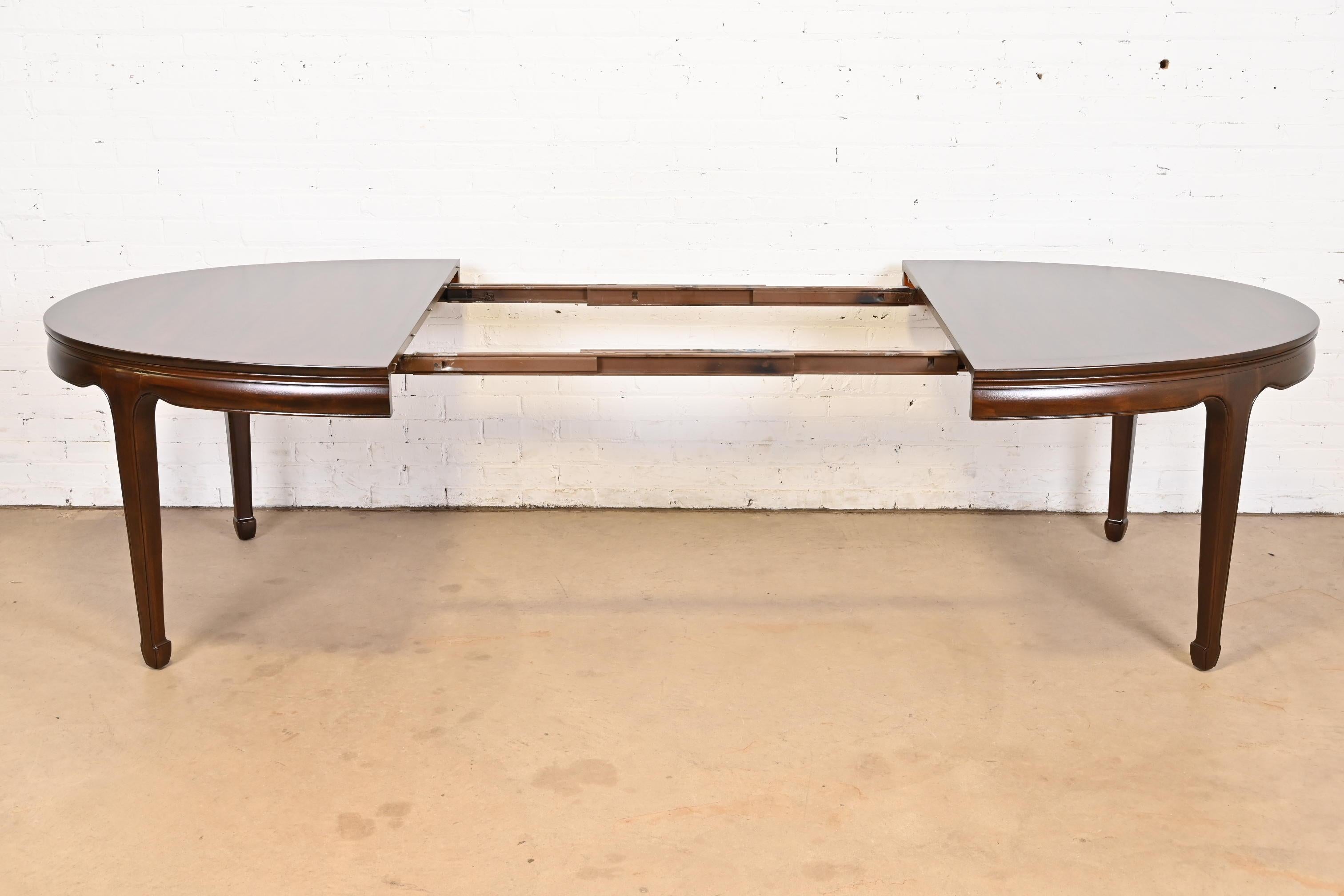 Henredon Hollywood Regency Chinoiserie Walnut Extension Dining Table, Refinished 2