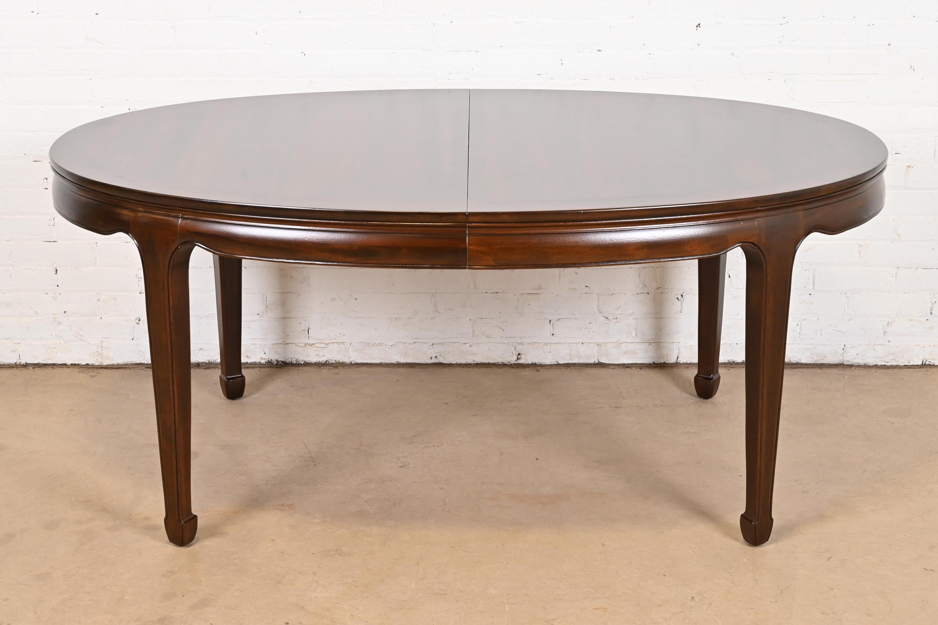 Henredon Hollywood Regency Chinoiserie Walnut Extension Dining Table, Refinished 3
