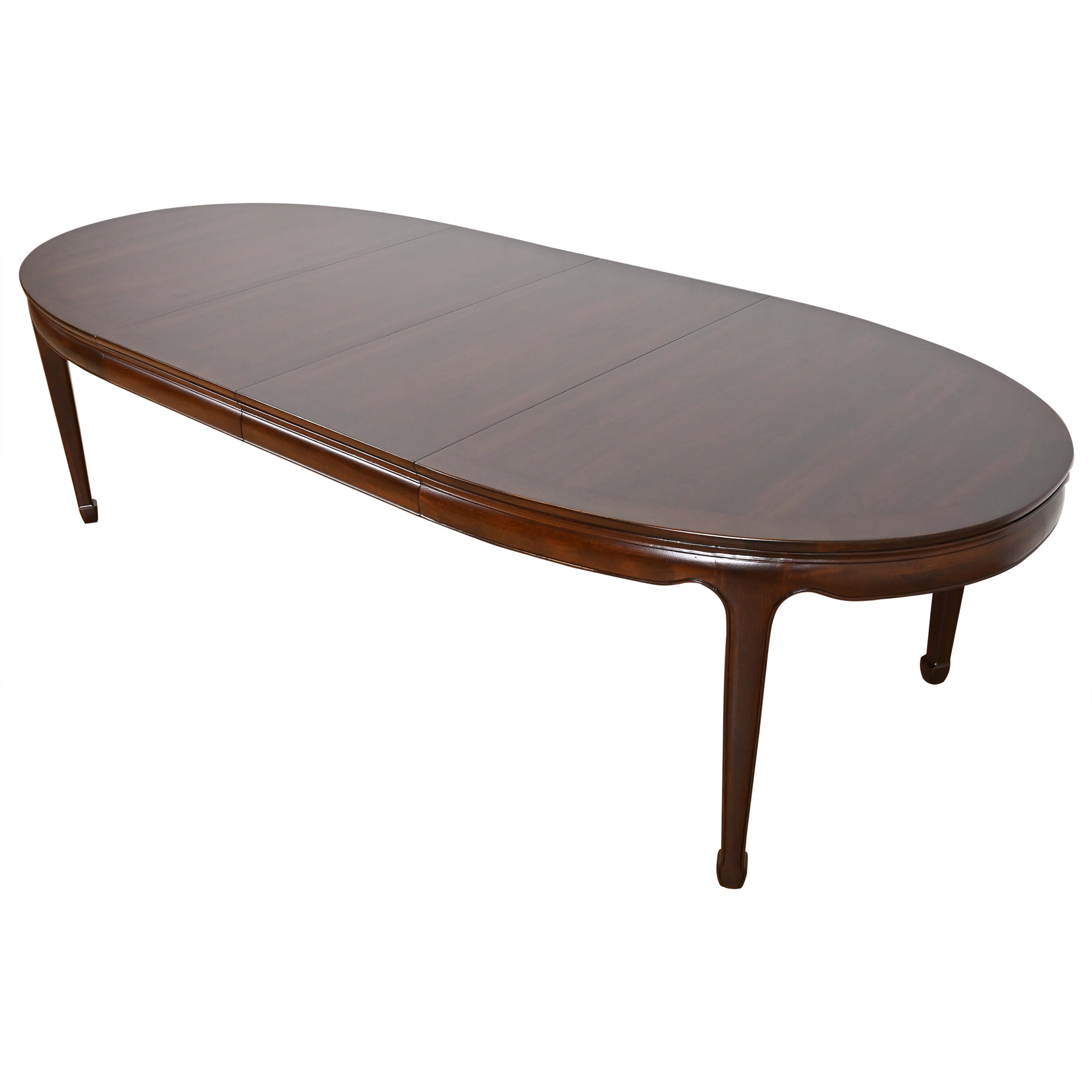 Henredon Hollywood Regency Chinoiserie Walnut Extension Dining Table, Refinished