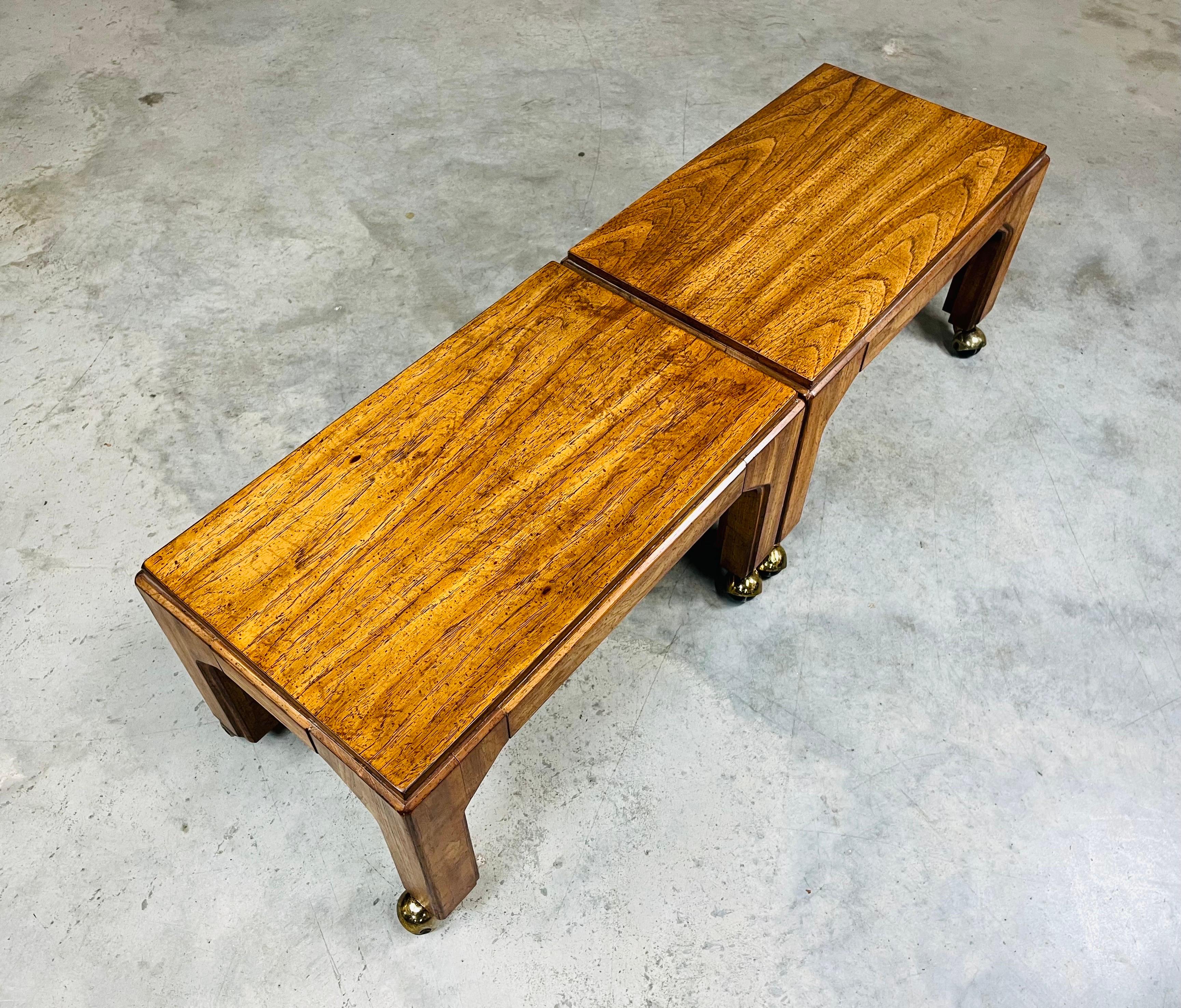 Henredon Hollywood Regency Mahogany Benches or Stools On Ball Casters Circa 1970 2