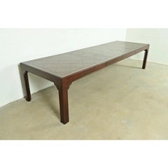 Henredon Hollywood Regency Oak Extension Dining Table, Newly Refinished