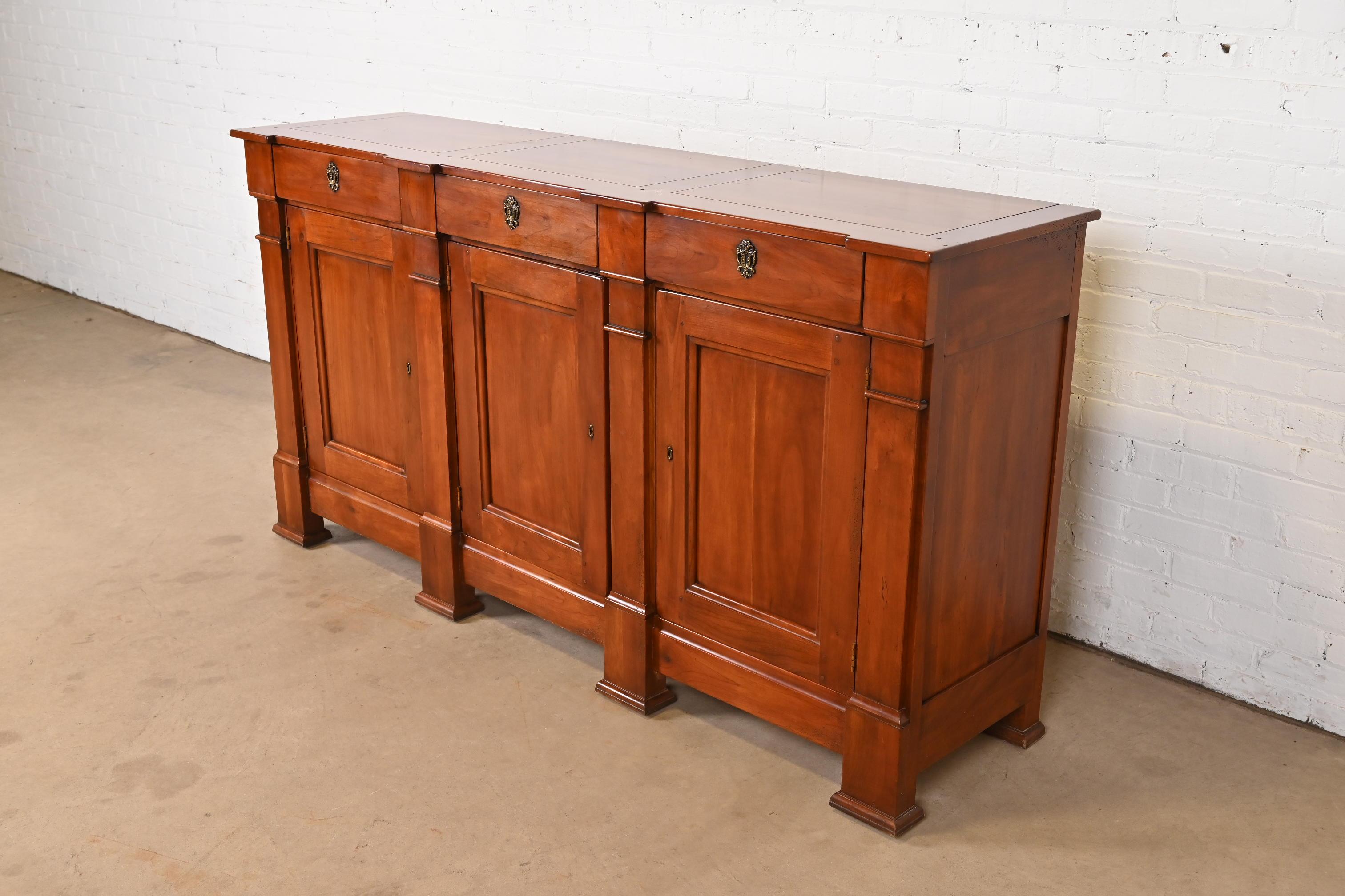 American Henredon Italian Empire Carved Cherry Wood Sideboard or Bar Cabinet