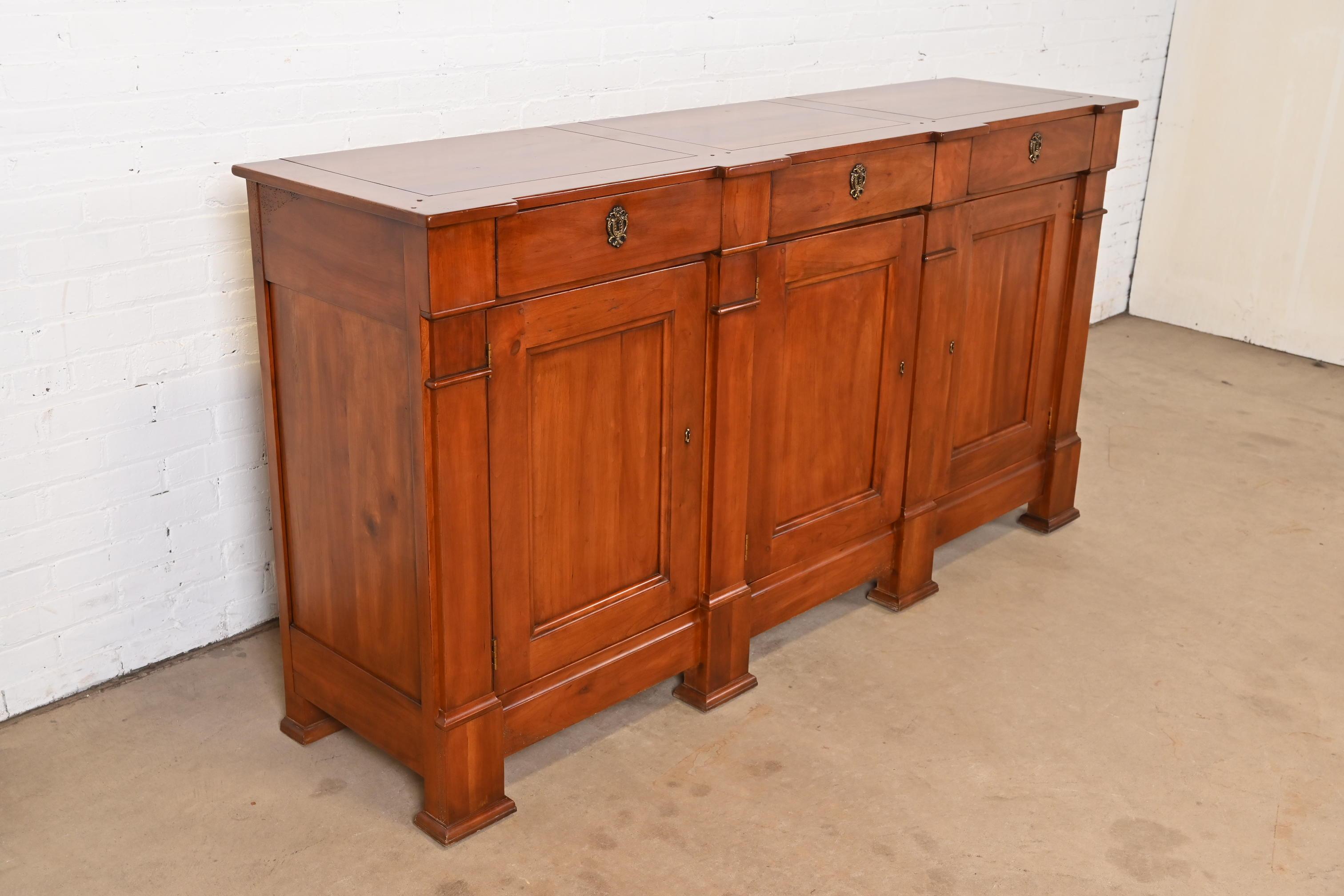 20th Century Henredon Italian Empire Carved Cherry Wood Sideboard or Bar Cabinet