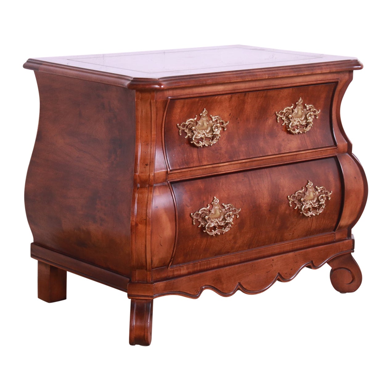 Henredon Italian Louis XV Burl Wood Bombay Form Bedside Chest