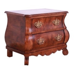 Henredon Italian Louis XV Burl Wood Bombay Form Bedside Chest