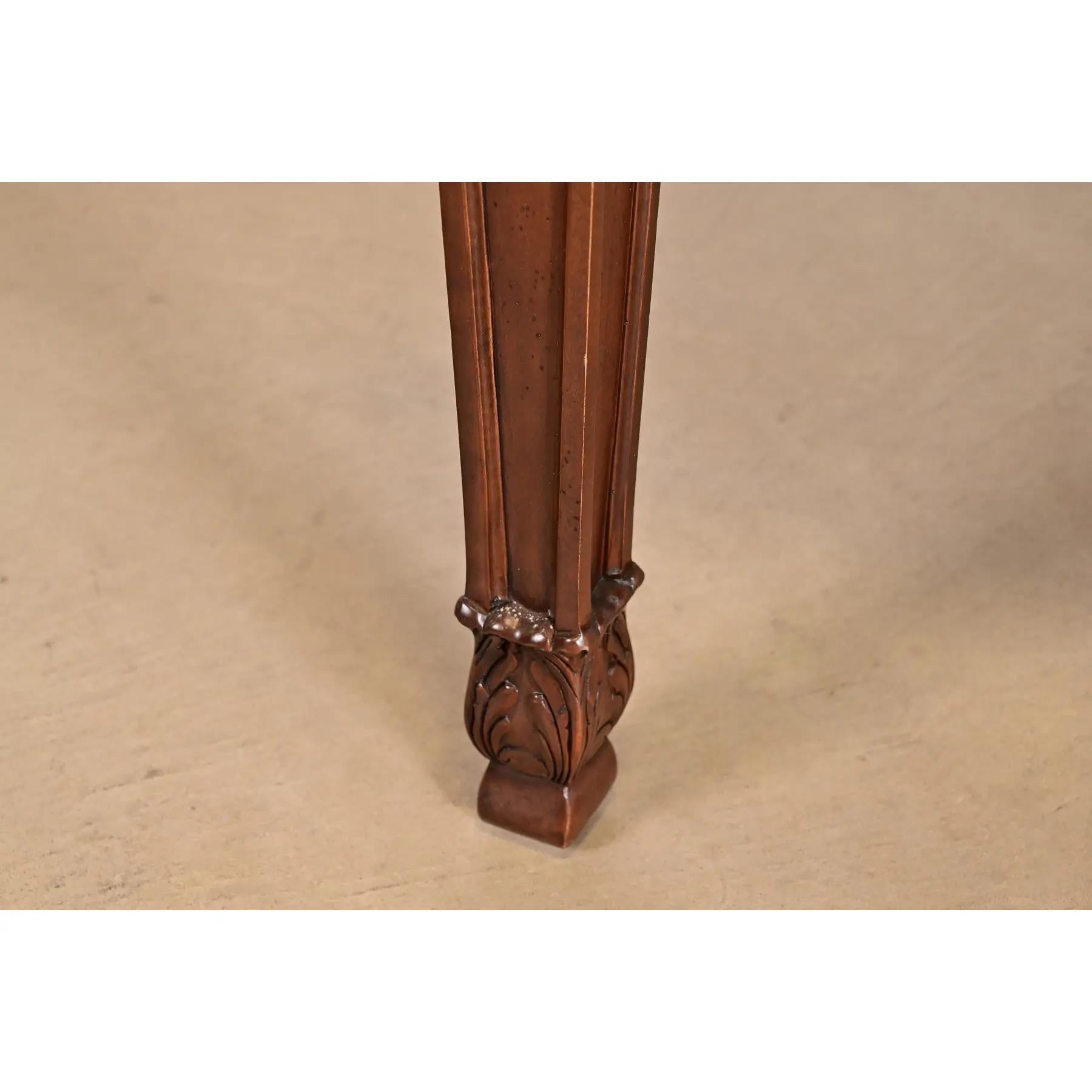 Henredon Italian Louis XVI Carved Oak and Burl Wood Dining Table, Refinished For Sale 8
