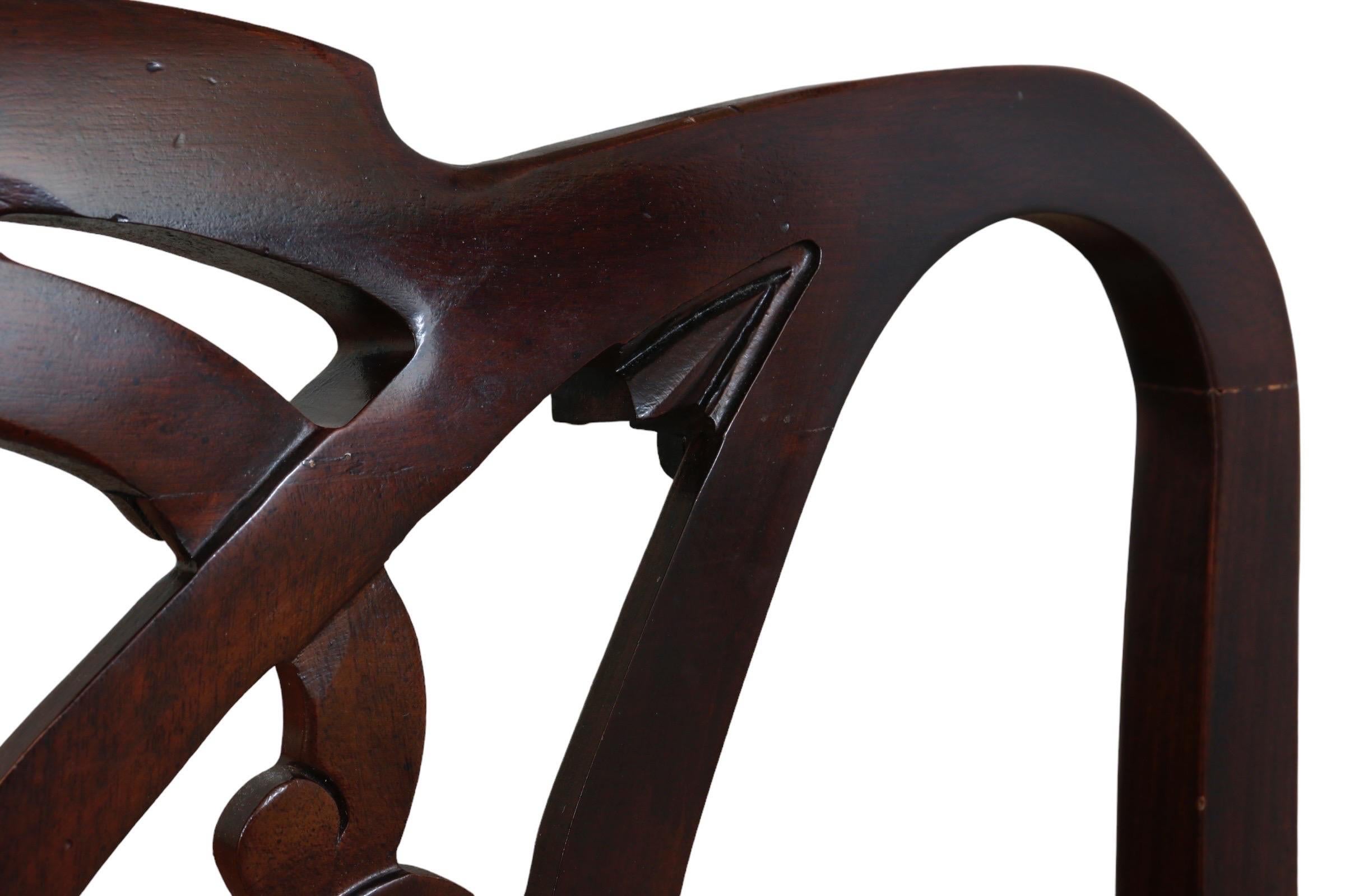 Chippendale chinois Henredon King Size Mahogany Headboard (Tête de lit en acajou)