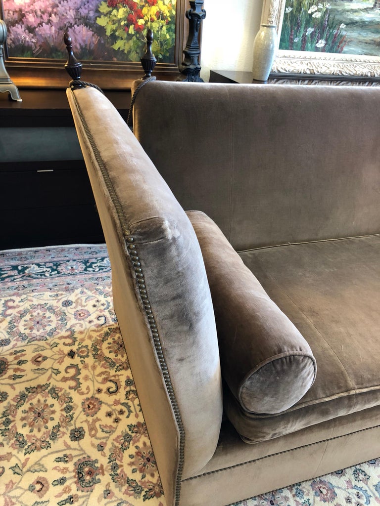Henredon Knole Cambridge Sofa in Mushroom Velvet For Sale at 1stdibs