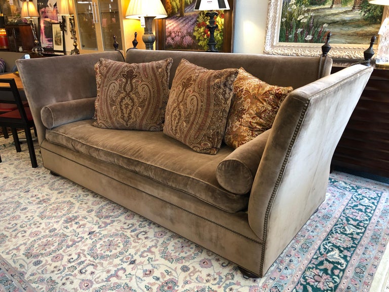 Henredon Knole Cambridge Sofa in Mushroom Velvet For Sale at 1stdibs