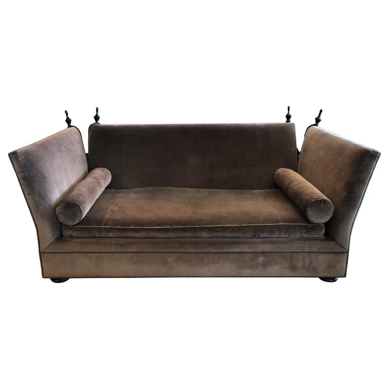 Henredon Knole Cambridge Sofa in Mushroom Velvet For Sale at 1stdibs
