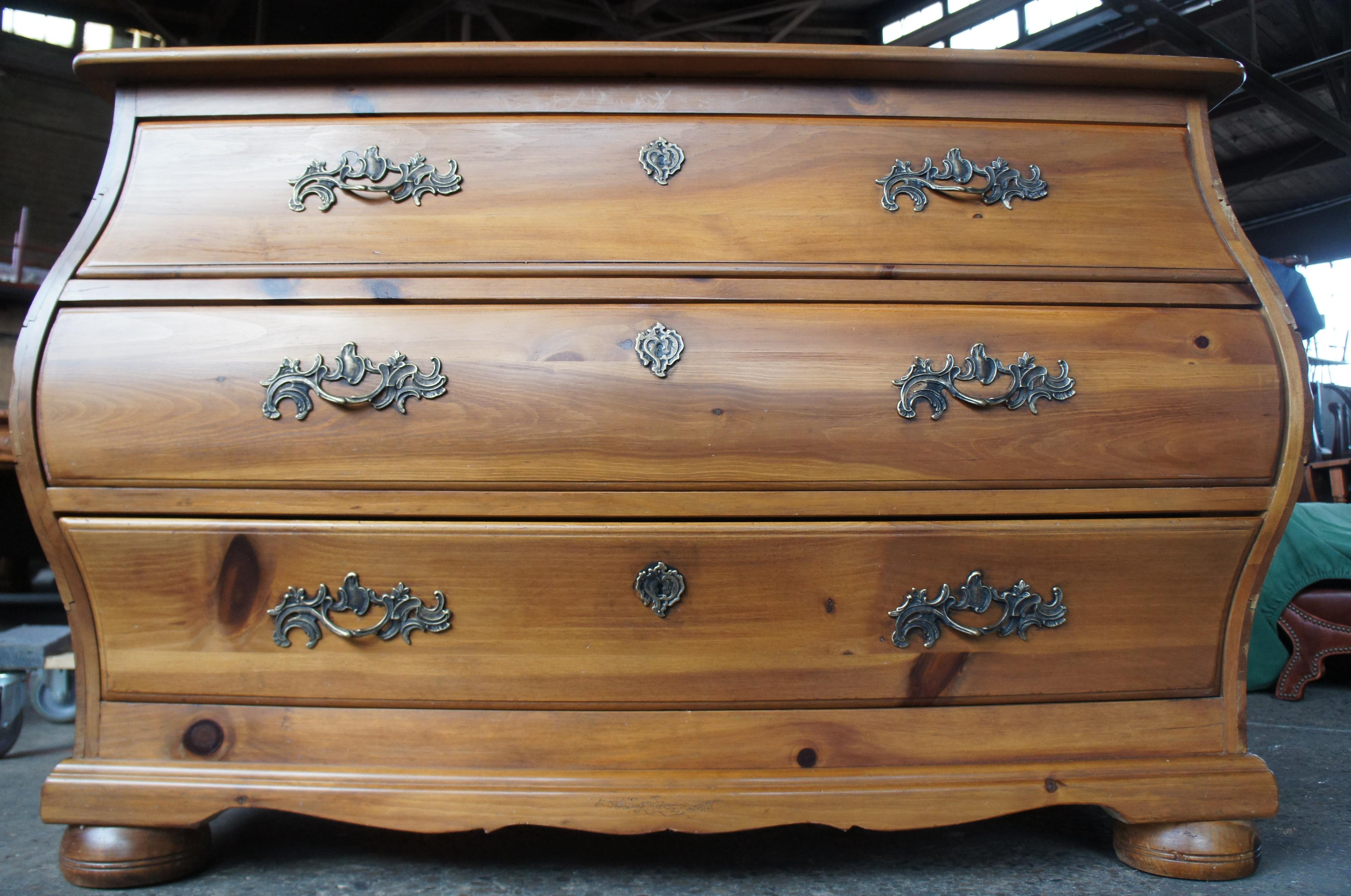 Henredon Knotty Pine Bombay Chest Serpentine Commode French Country Dresser 4