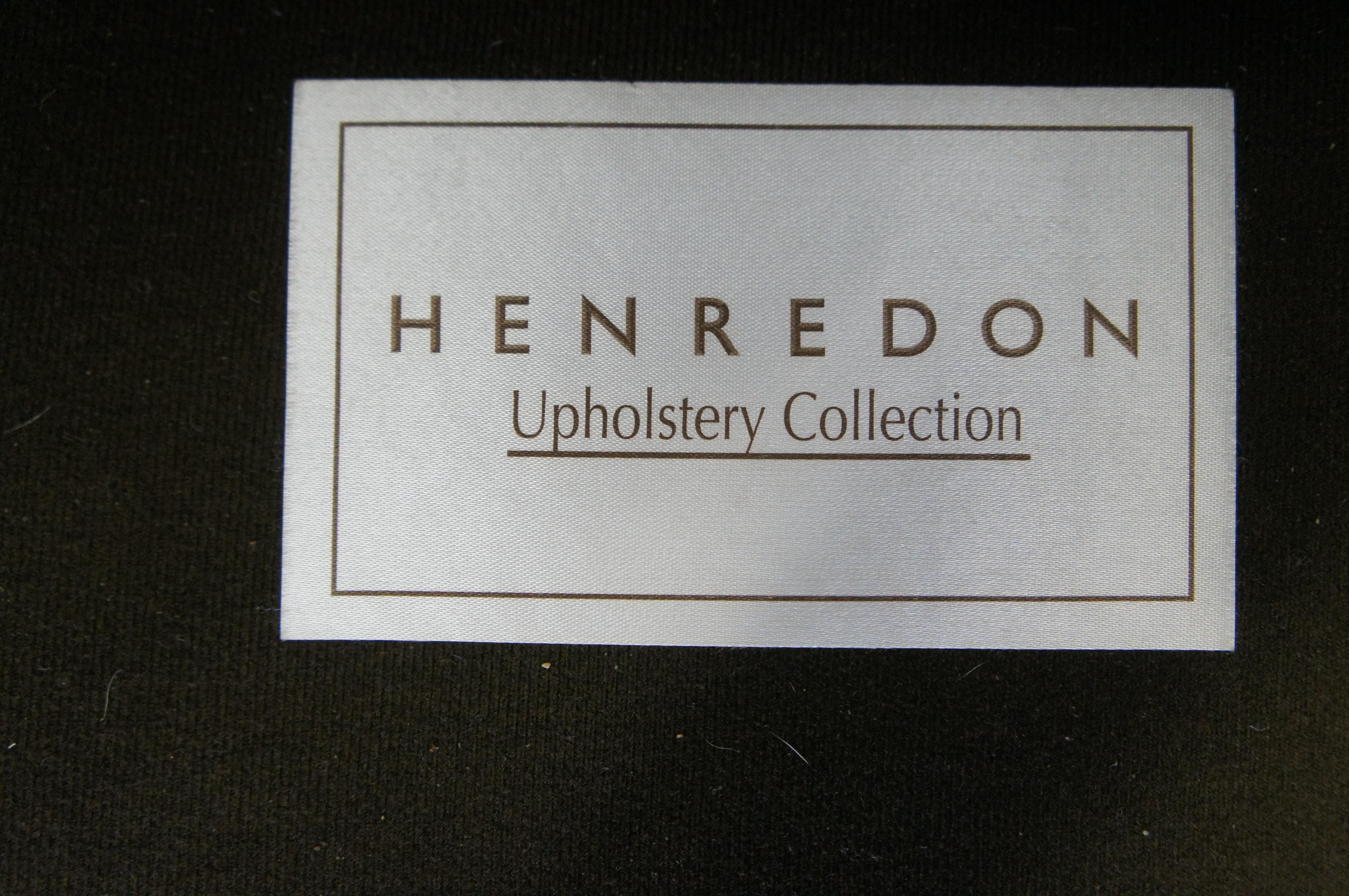 Henredon Leather Nailhead Wingback Club Lounge Library Armchairs & Ottoman 2