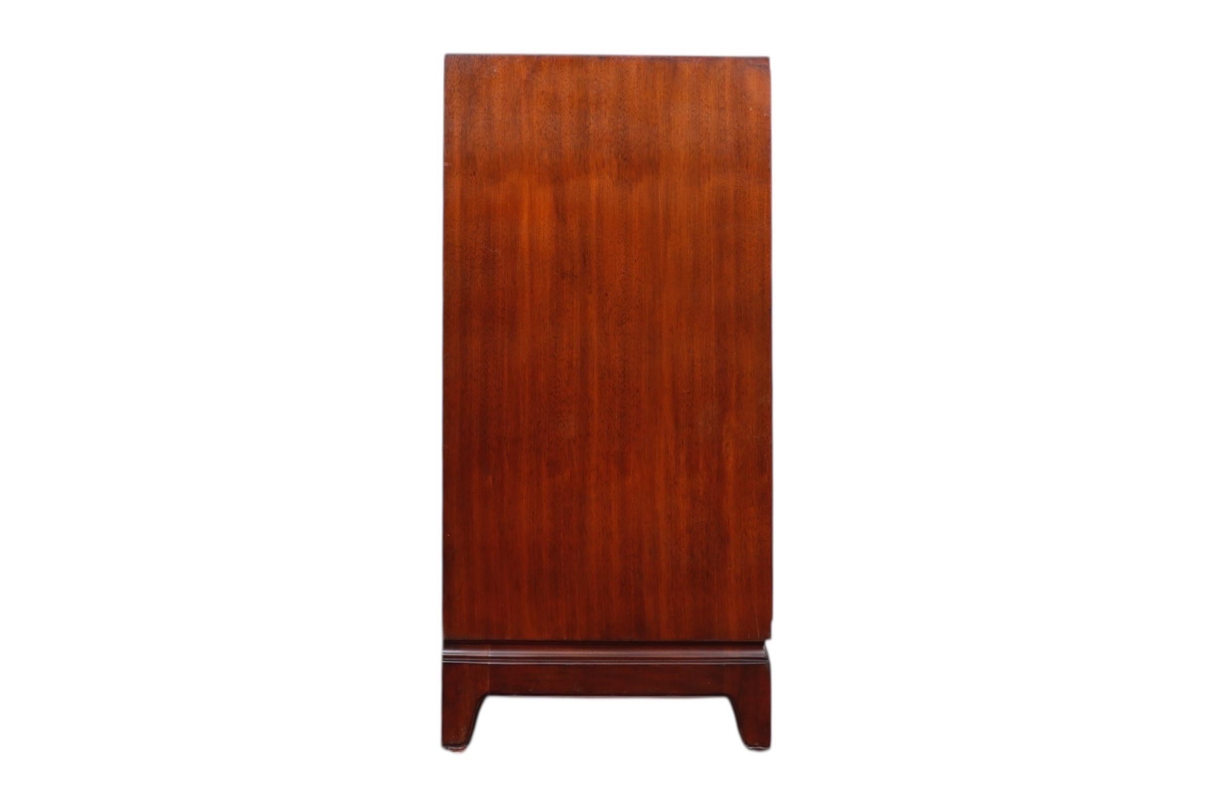 American Henredon Leather Wrapped Chest of Drawers For Sale
