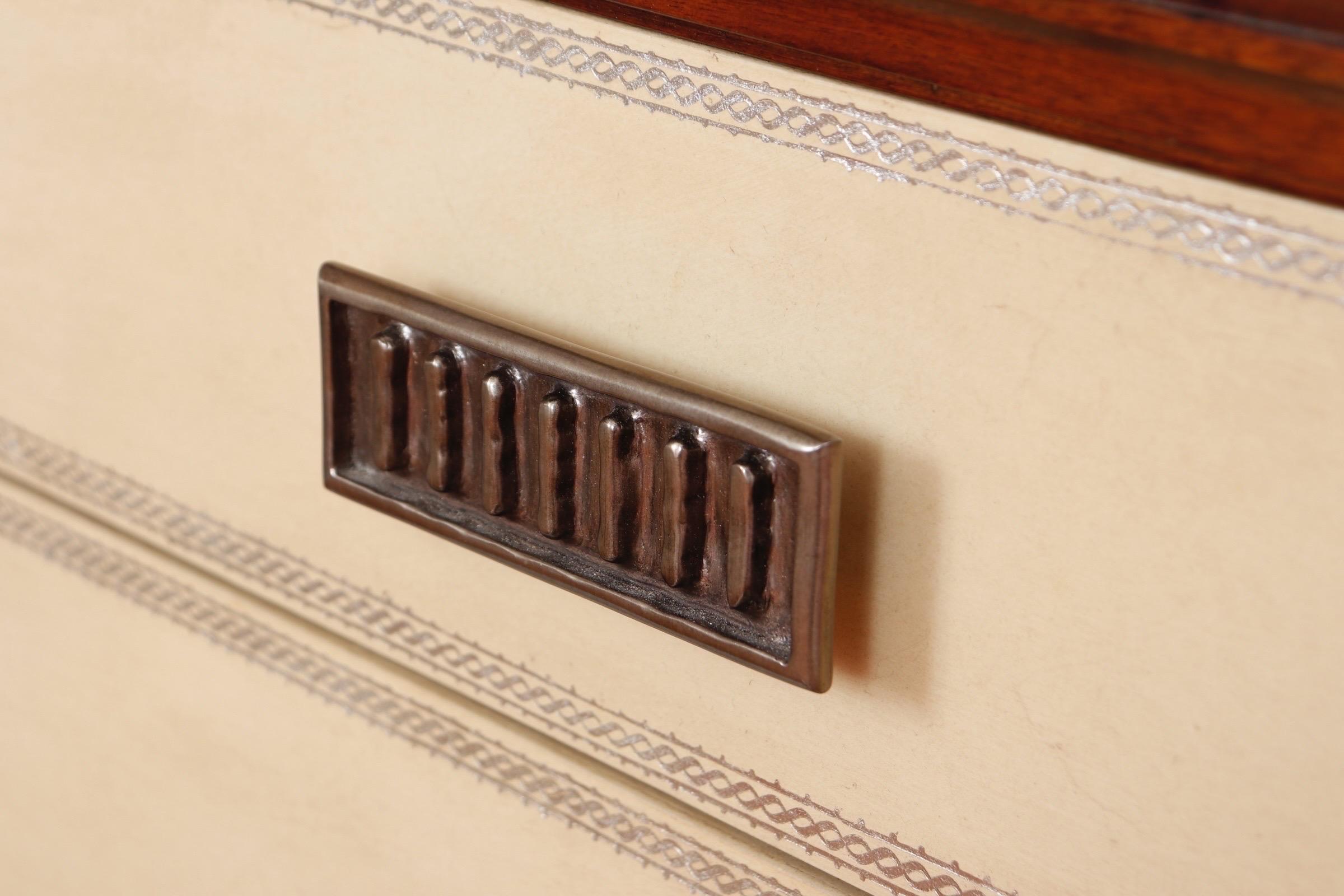 Contemporary Henredon Leather Wrapped Chest of Drawers For Sale
