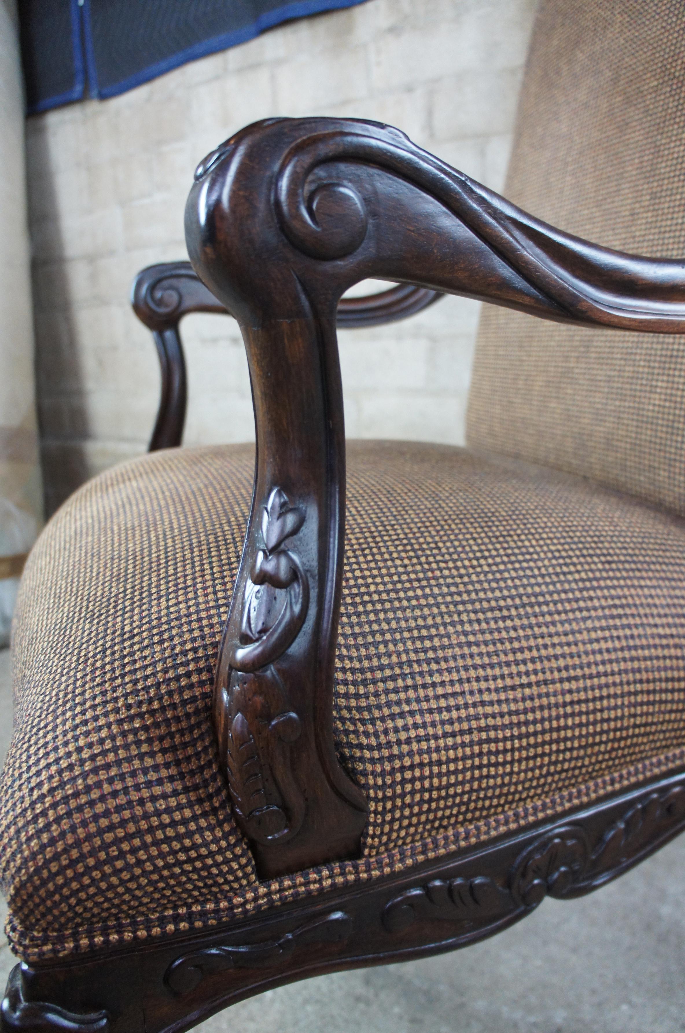 Henredon Livingroom Cynthia Oversized French Tweed Carved Armchair H0091 2