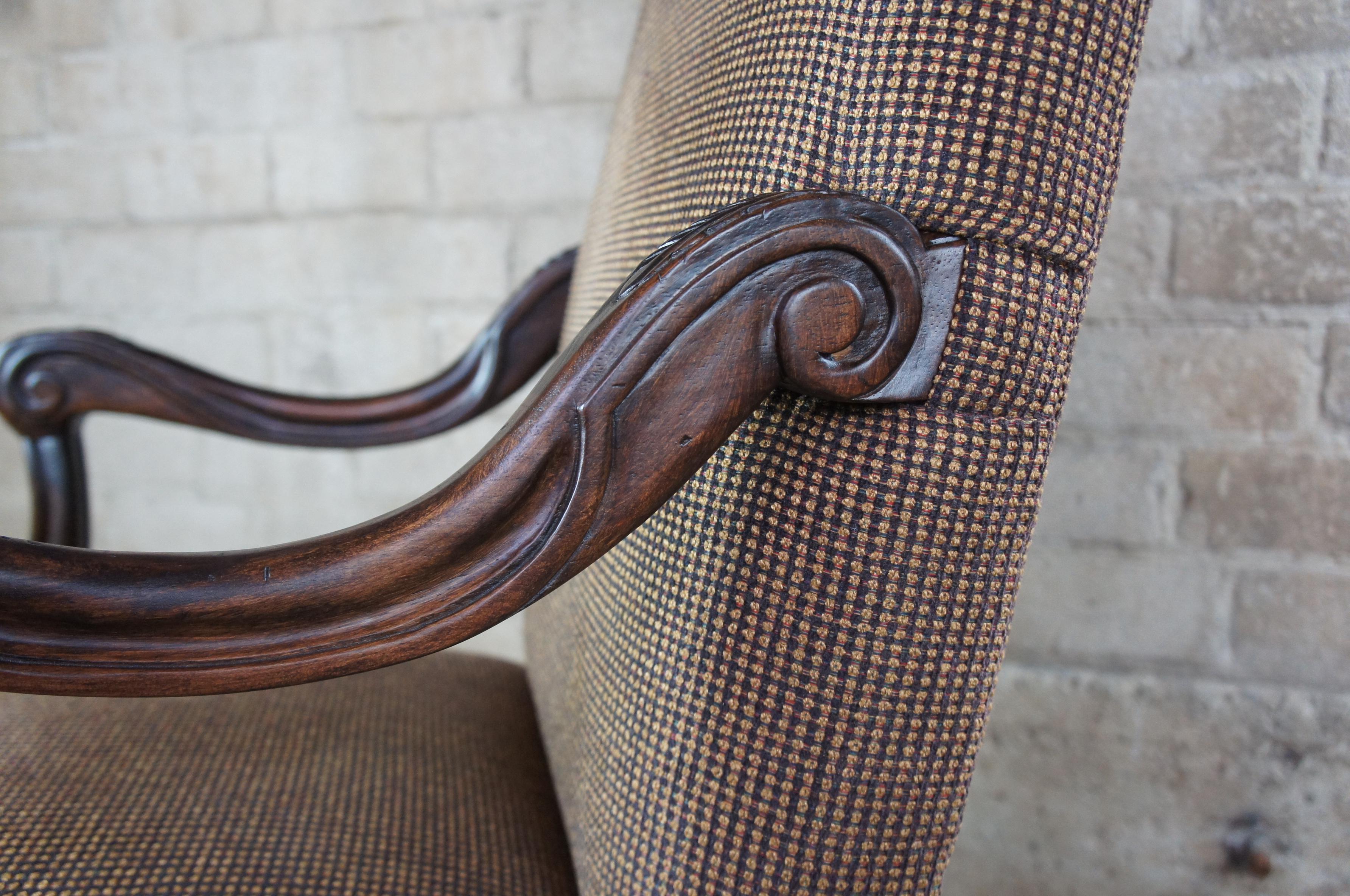 Henredon Livingroom Cynthia Oversized French Tweed Carved Armchair H0091 3