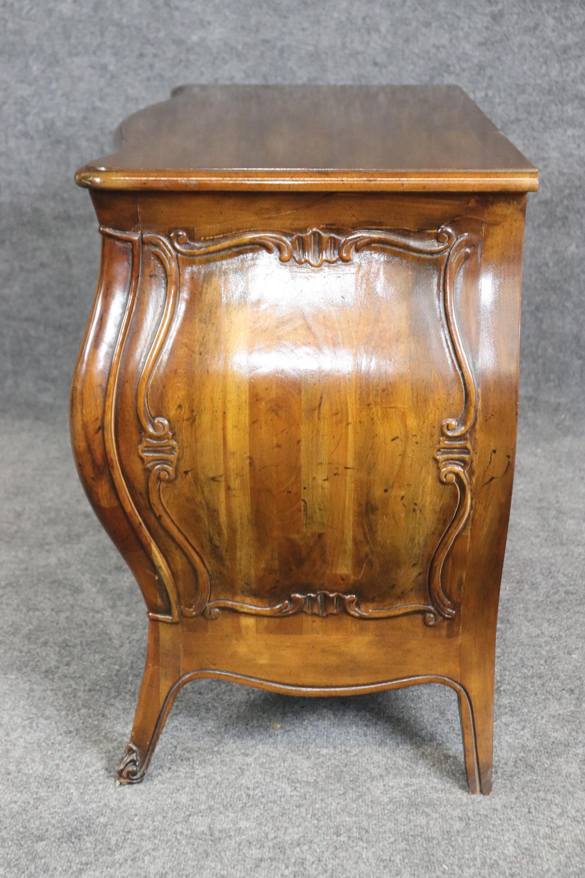 American Henredon Louis XV Style 2 Drawer Walnut Commode or Chest of Drawers