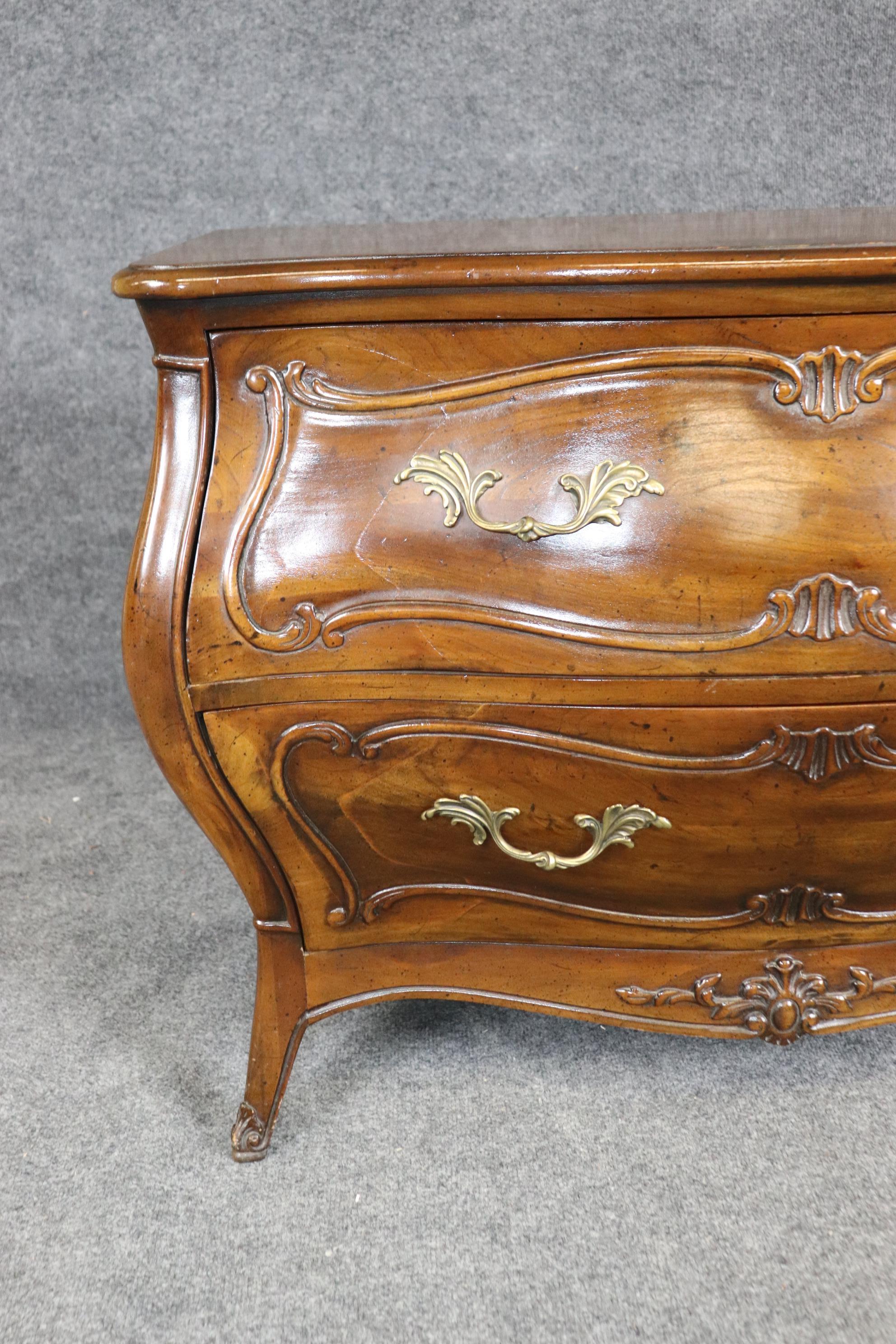 Henredon Louis XV Style 2 Drawer Walnut Commode or Chest of Drawers 1
