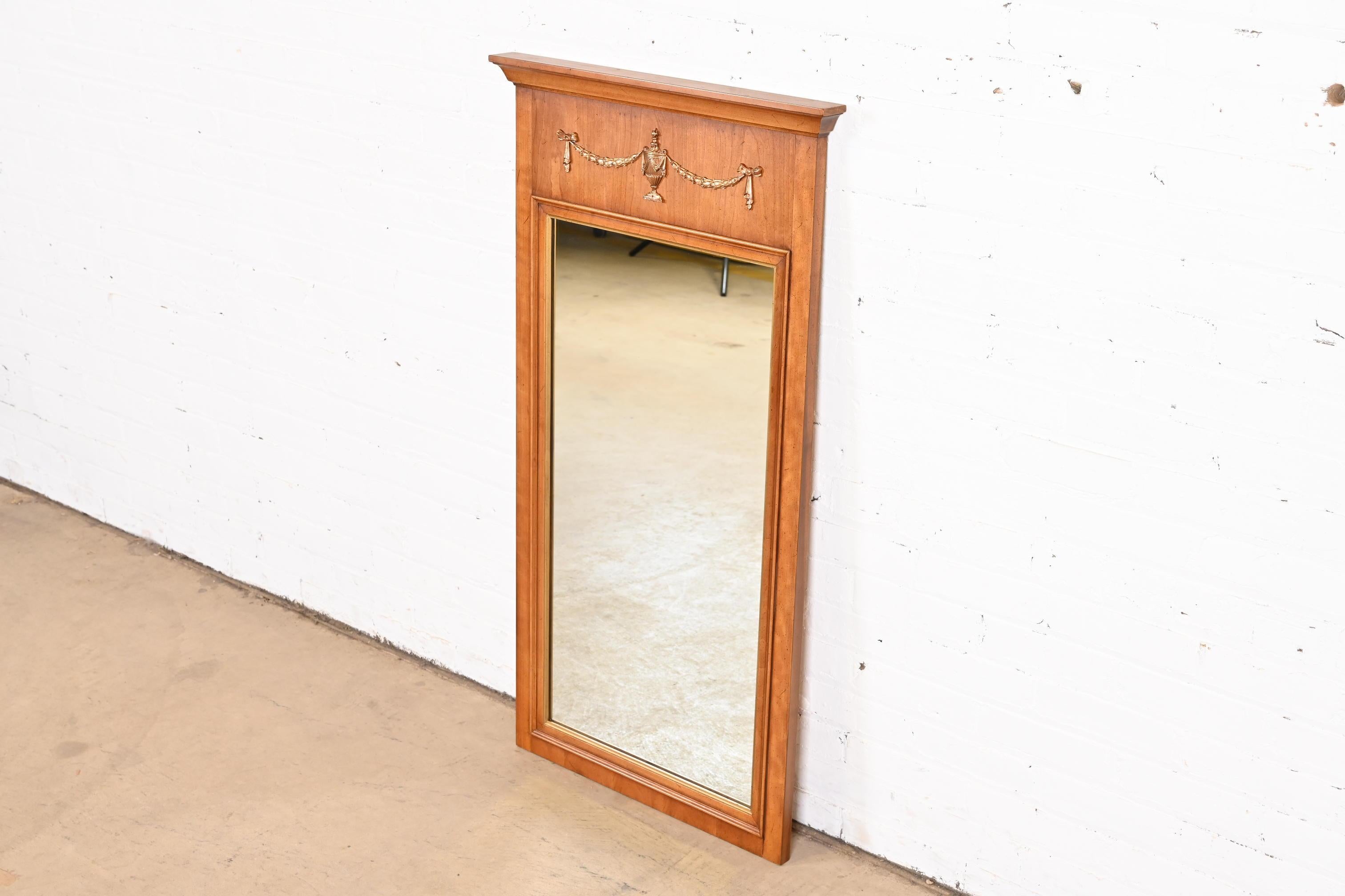 American Henredon Louis XVI Neoclassical Cherry Wood Wall Mirror