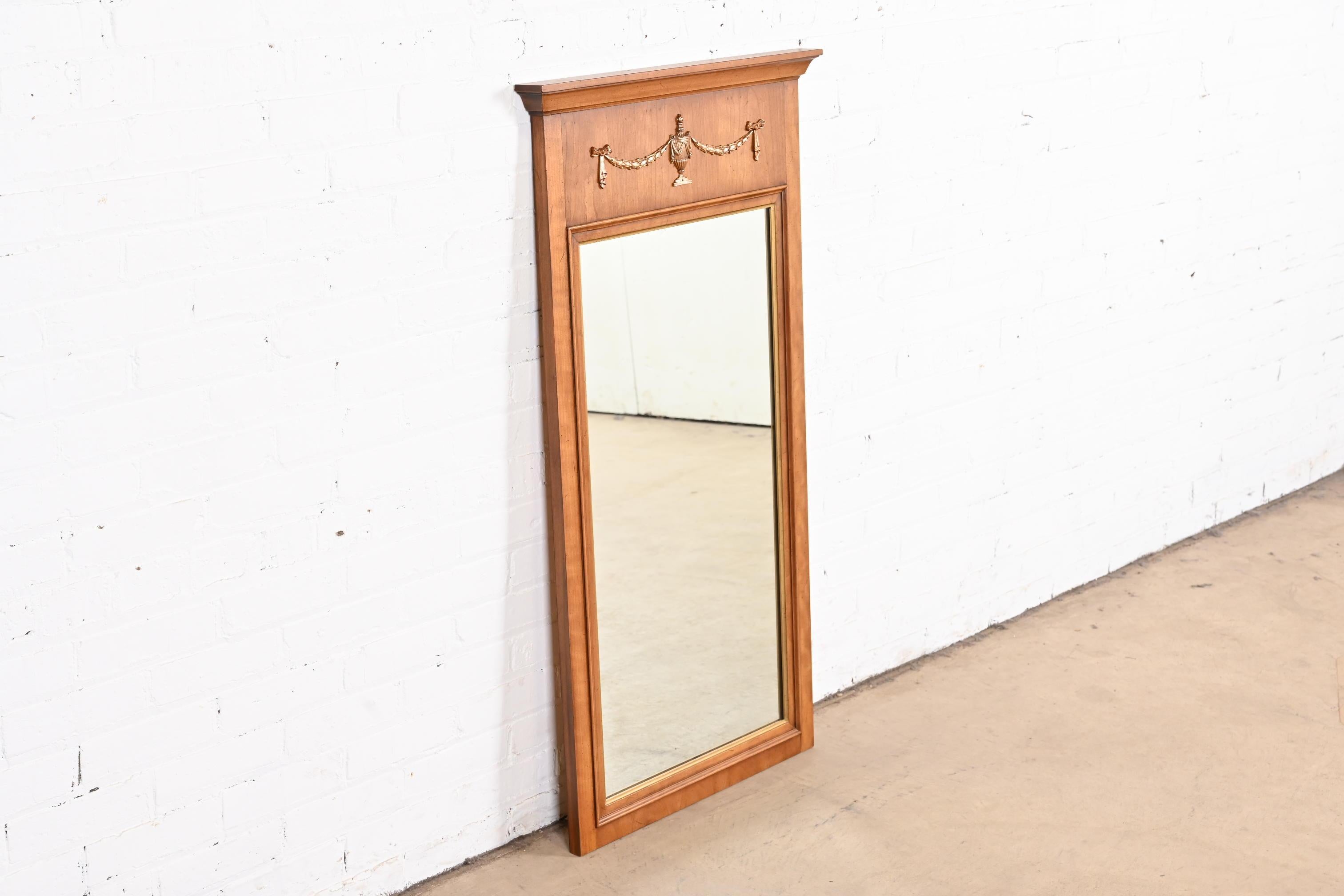 Late 20th Century Henredon Louis XVI Neoclassical Cherry Wood Wall Mirror