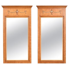Henredon Louis XVI Neoclassical Cherry Wood Wall Mirrors, Pair